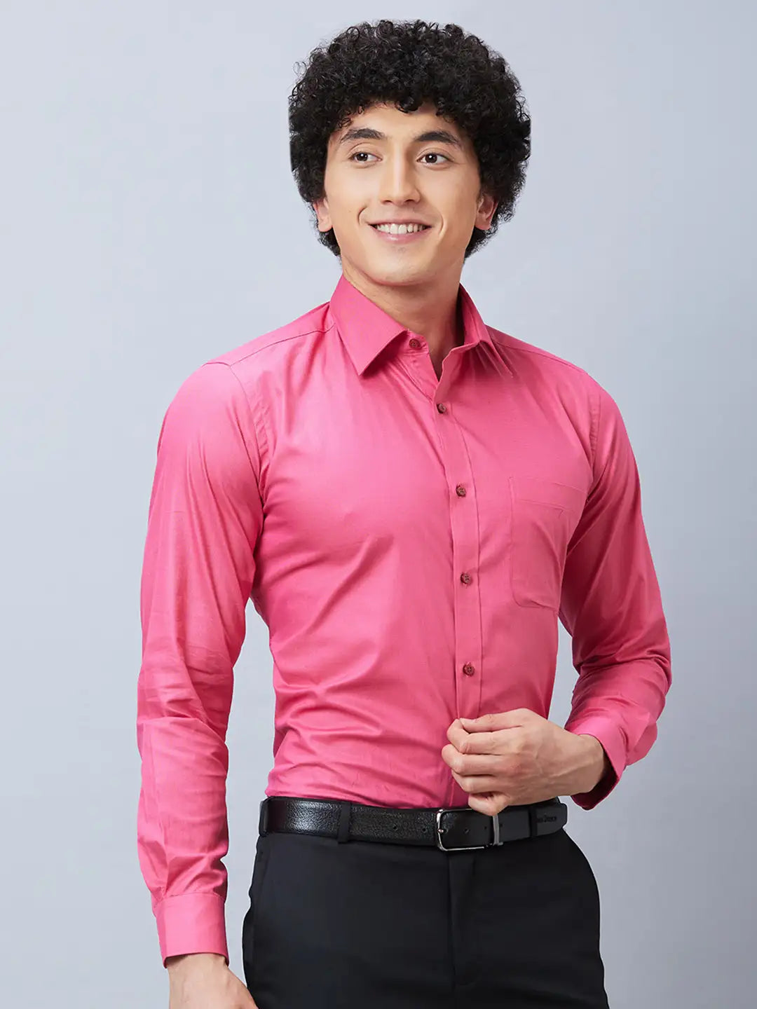 Raymond Men Violet Structure Slim Fit Cotton Shirt