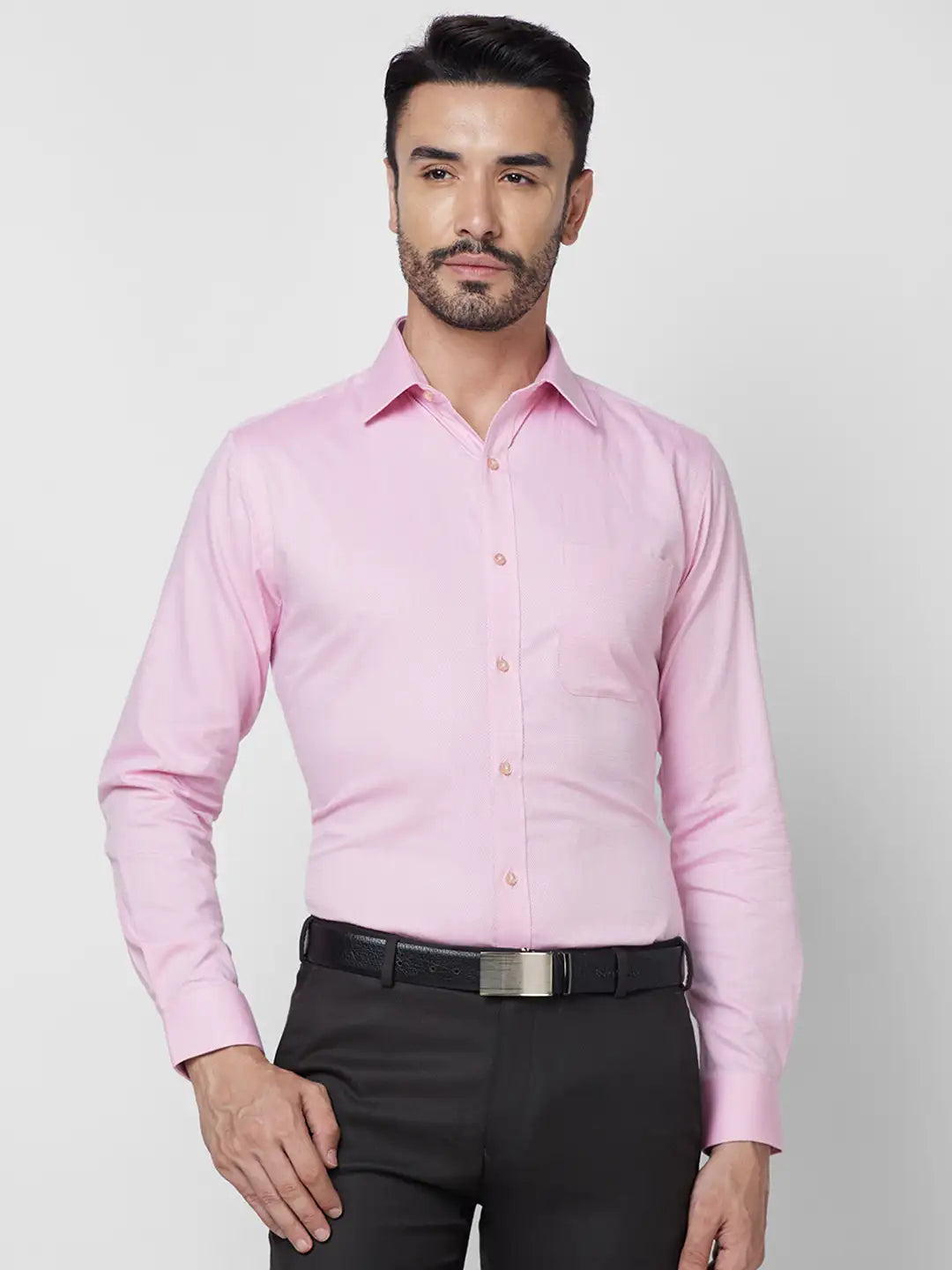 Raymond Men Violet Structure Slim Fit Cotton Shirt
