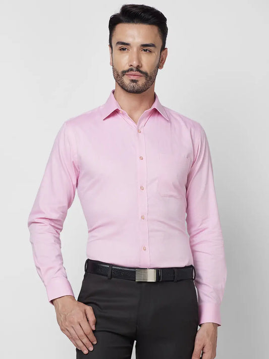 Raymond Men Violet Structure Slim Fit Cotton Shirt
