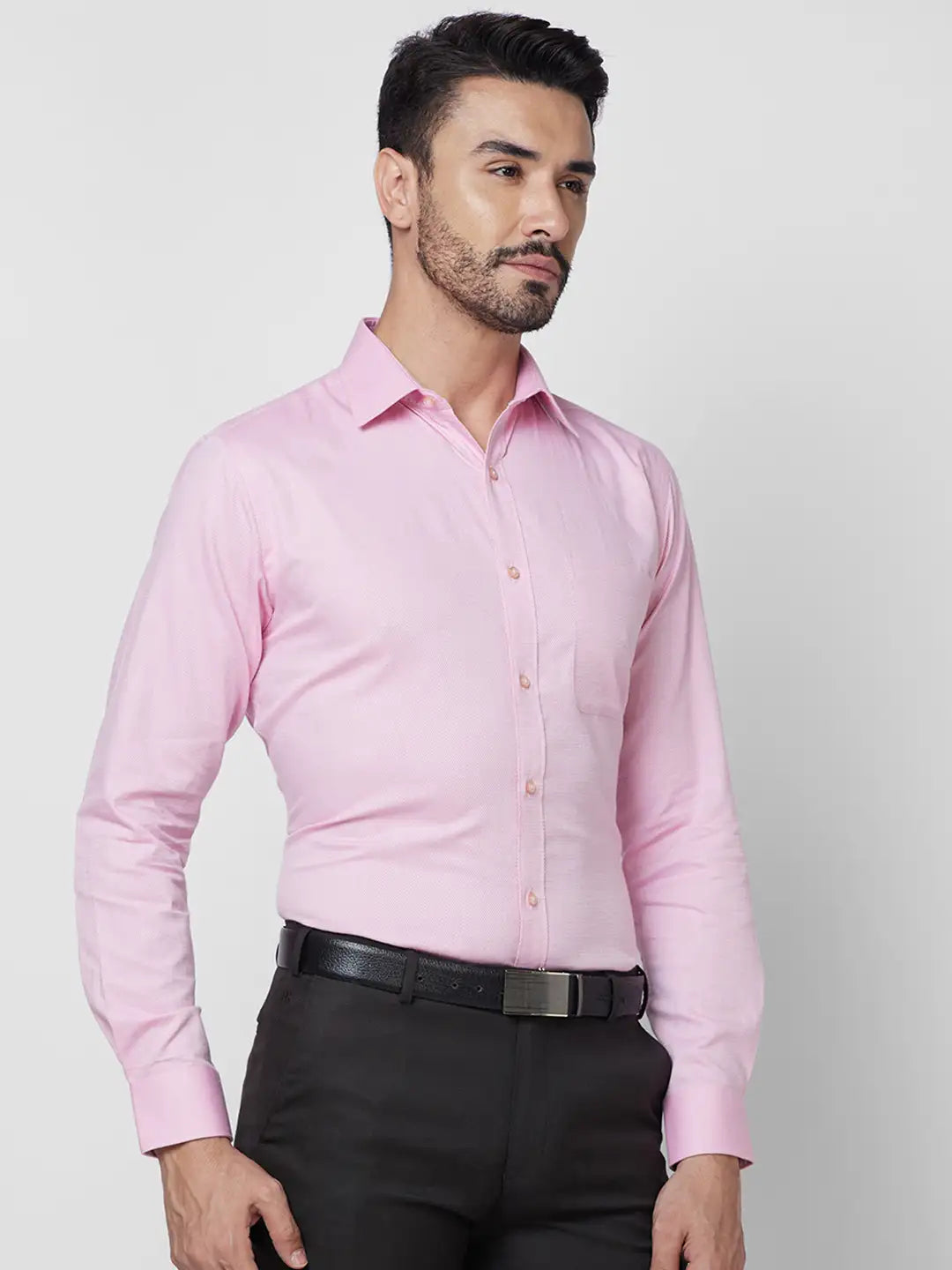 Raymond Men Violet Structure Slim Fit Cotton Shirt