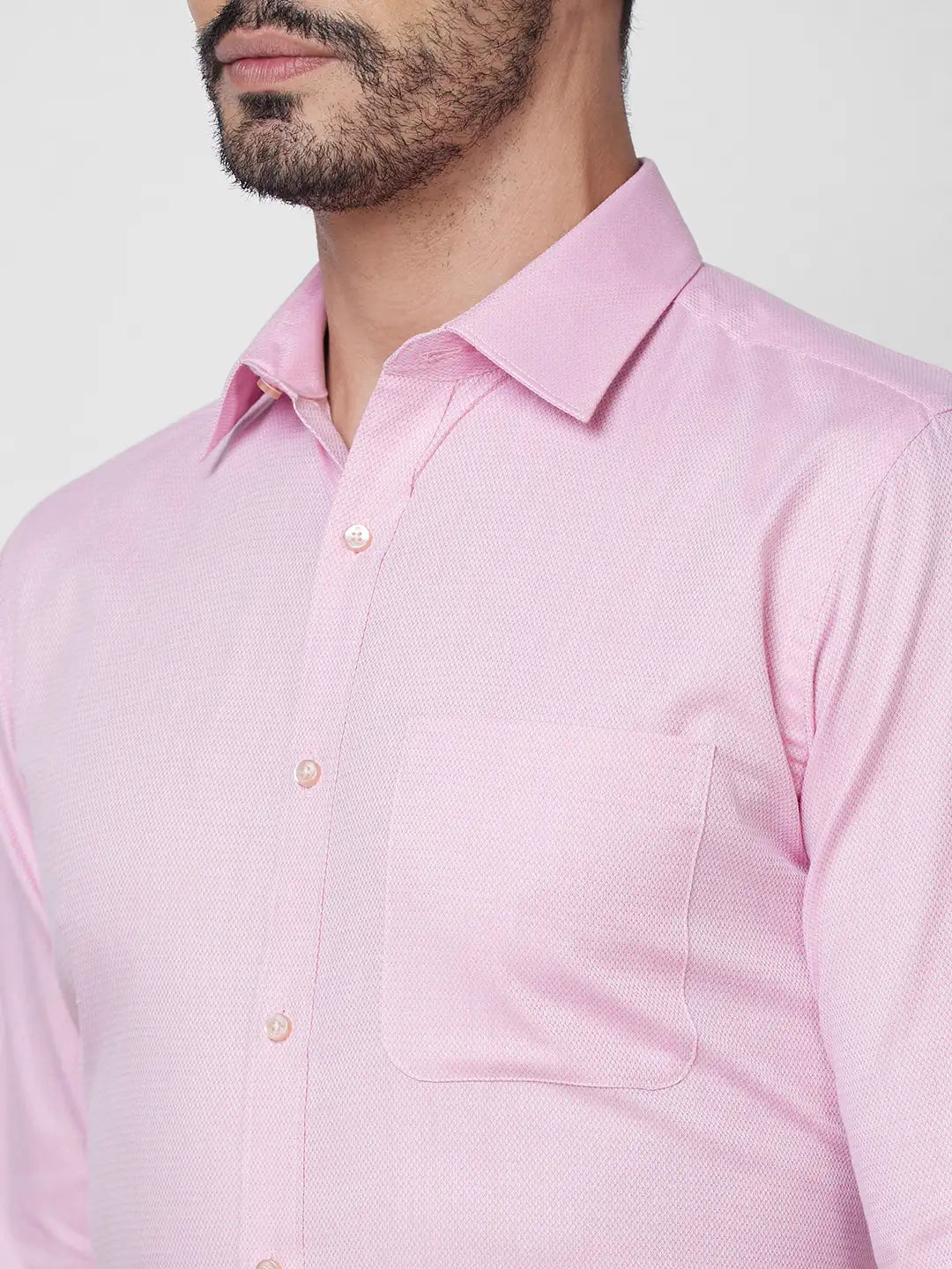 Raymond Men Violet Structure Slim Fit Cotton Shirt