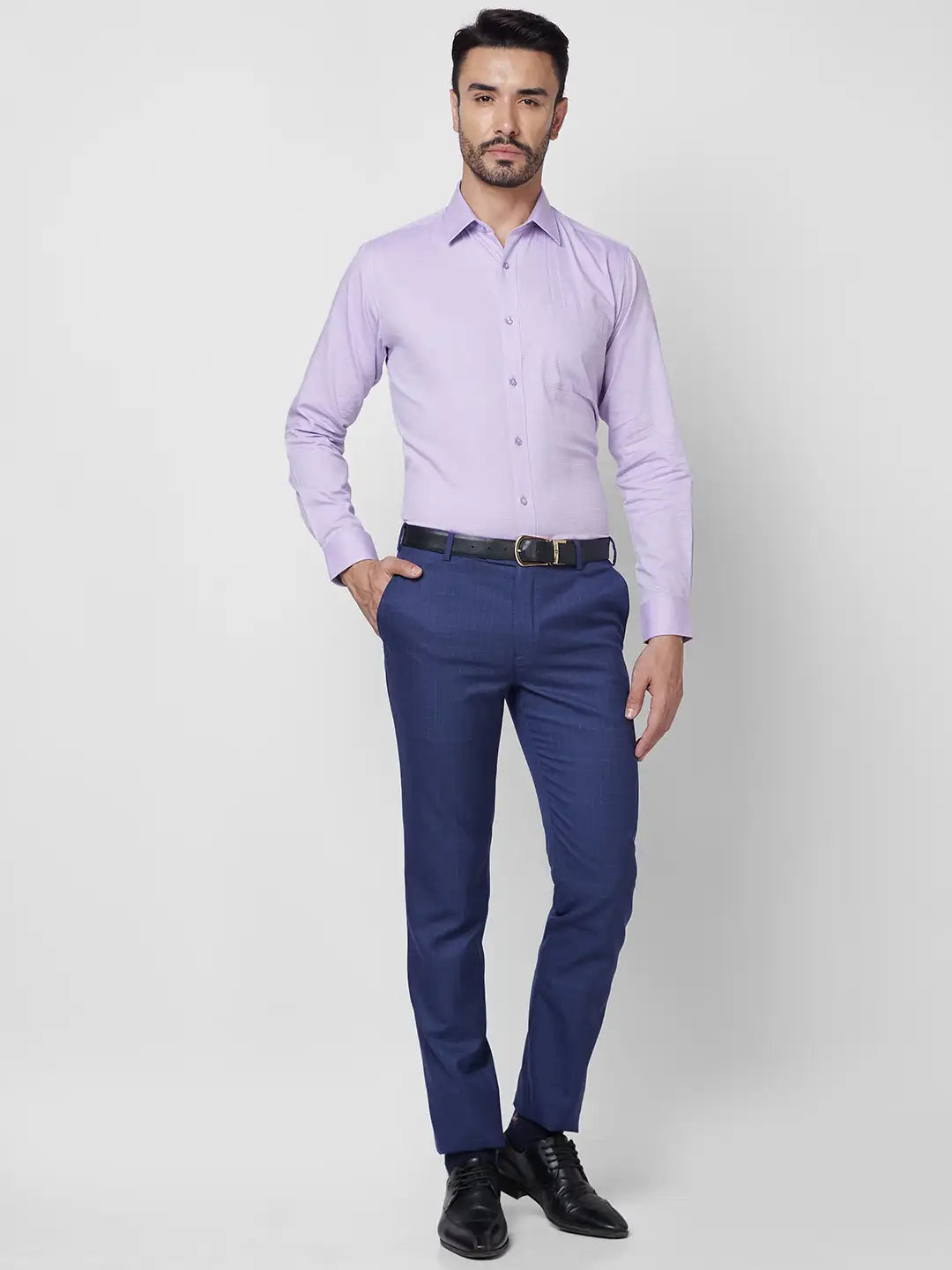 Raymond Men Blue Structure Slim Fit Cotton Shirt