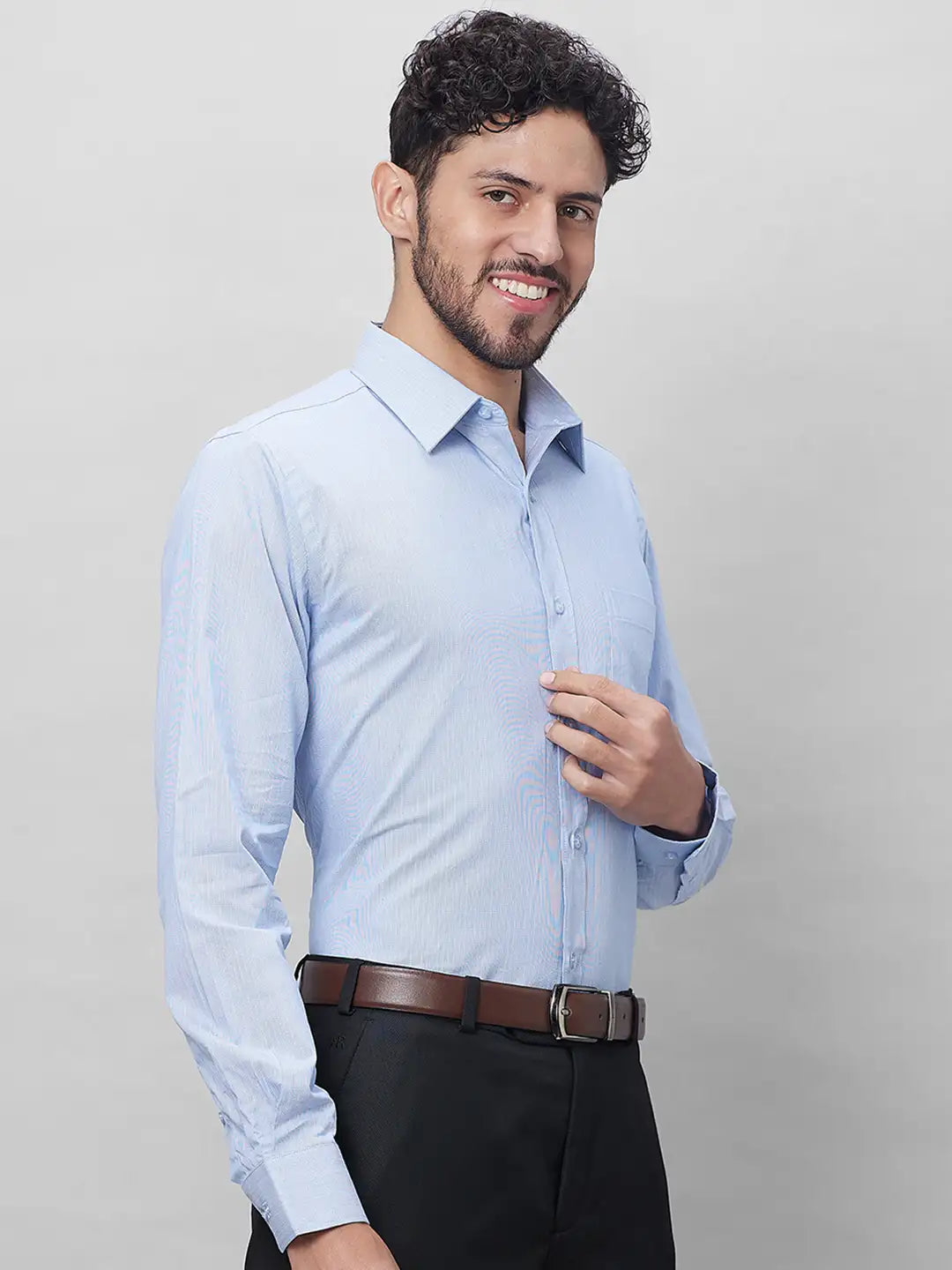 Raymond Men Blue Structure Slim Fit Cotton Shirt
