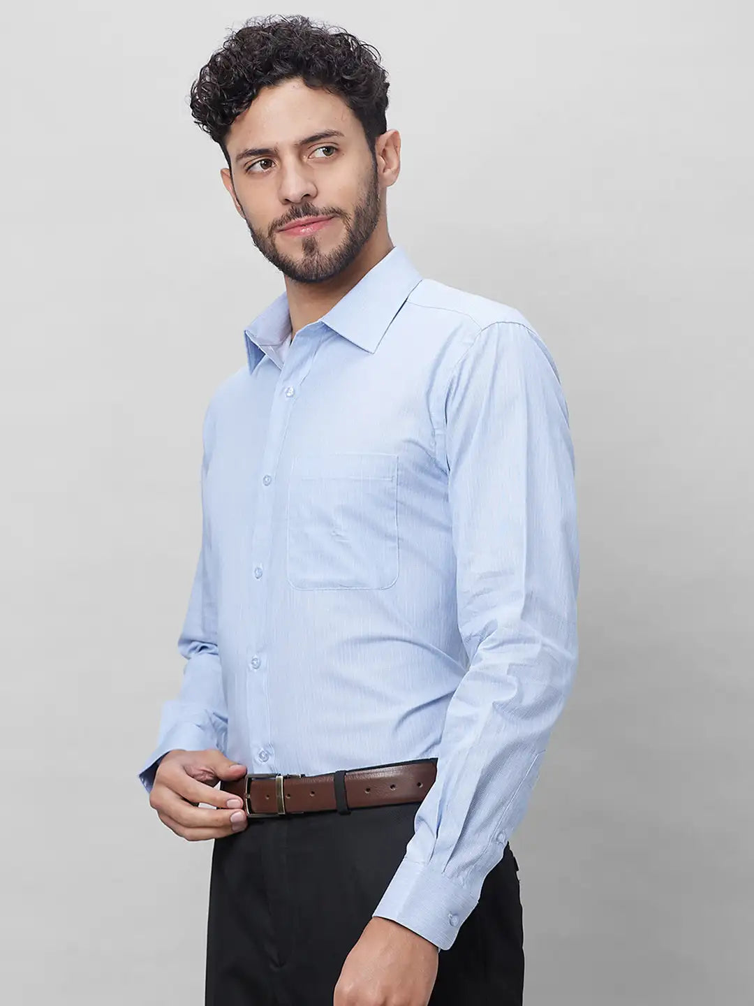 Raymond Men Blue Structure Slim Fit Cotton Shirt