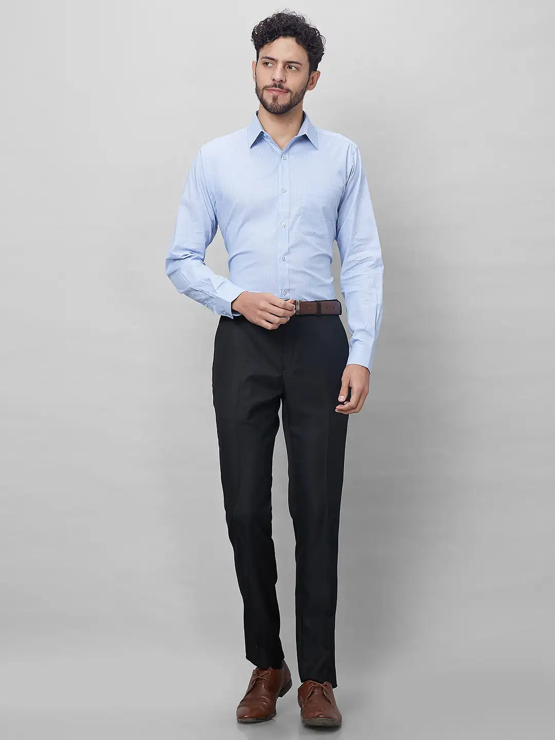 Raymond Men Blue Structure Slim Fit Cotton Shirt