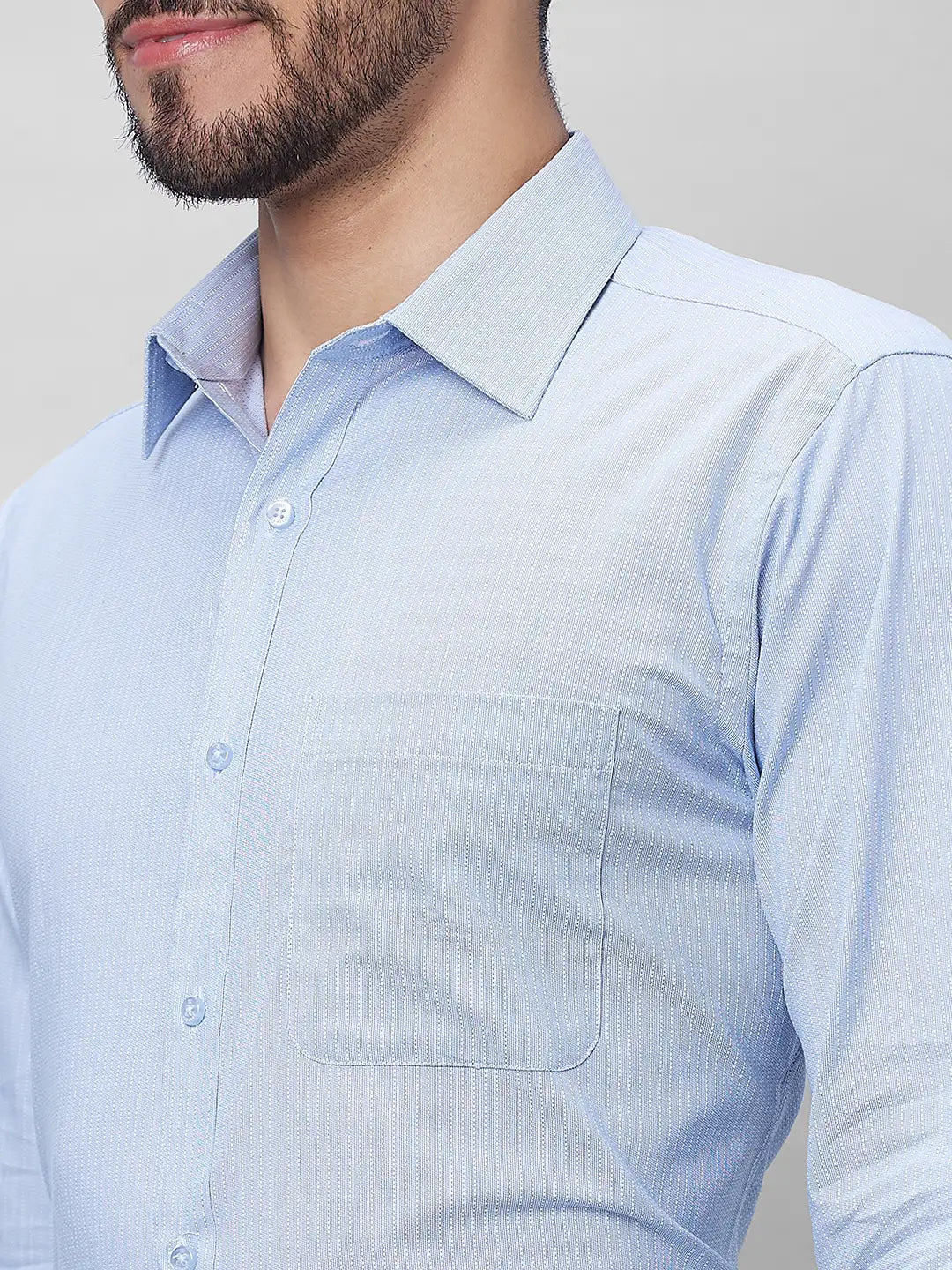 Raymond Men Blue Structure Slim Fit Cotton Shirt