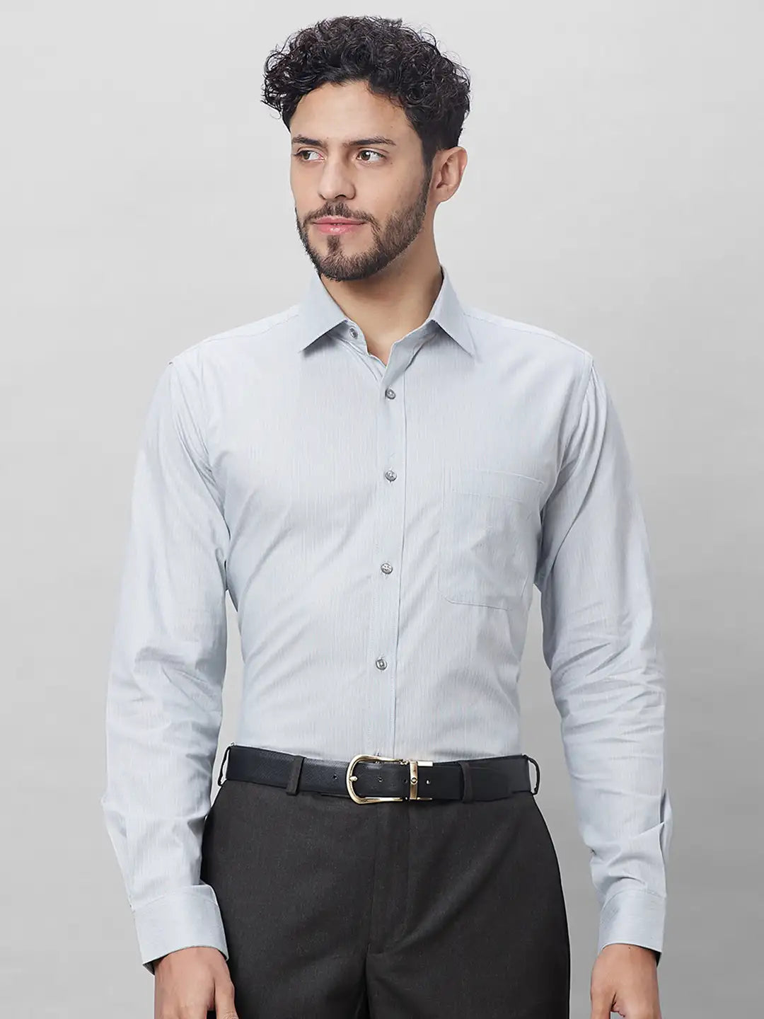 Raymond Men Petrol Structure Slim Fit Cotton Shirts