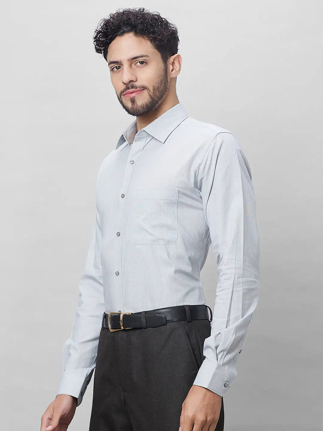 Raymond Men Petrol Structure Slim Fit Cotton Shirts