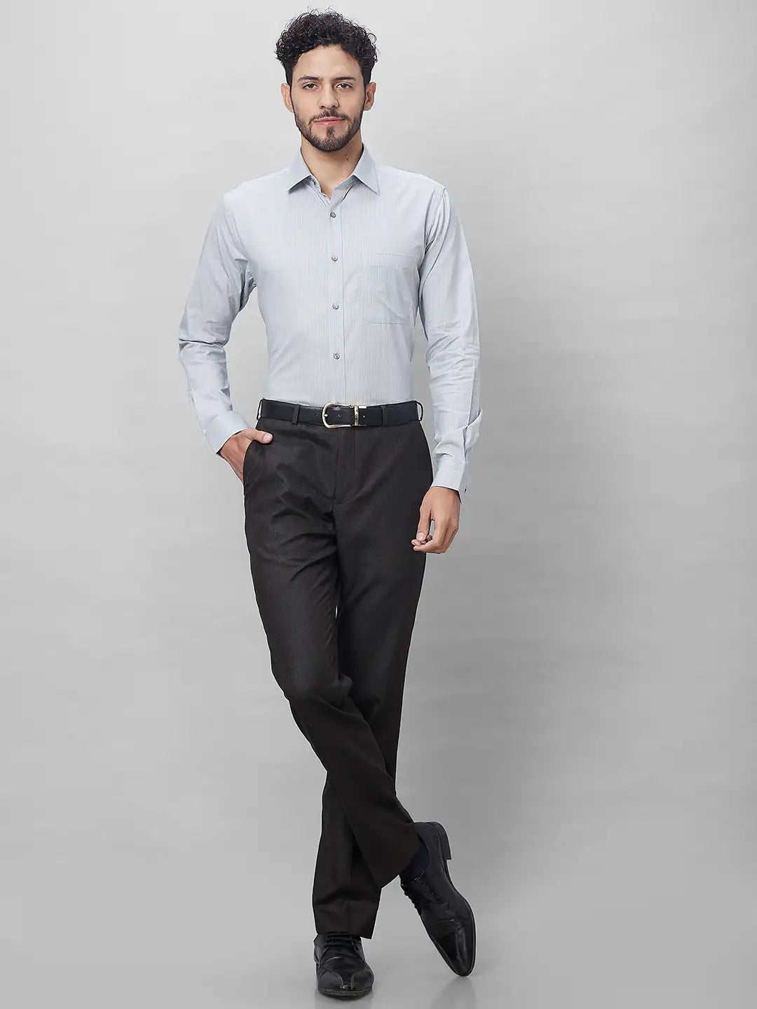 Raymond Men Petrol Structure Slim Fit Cotton Shirts