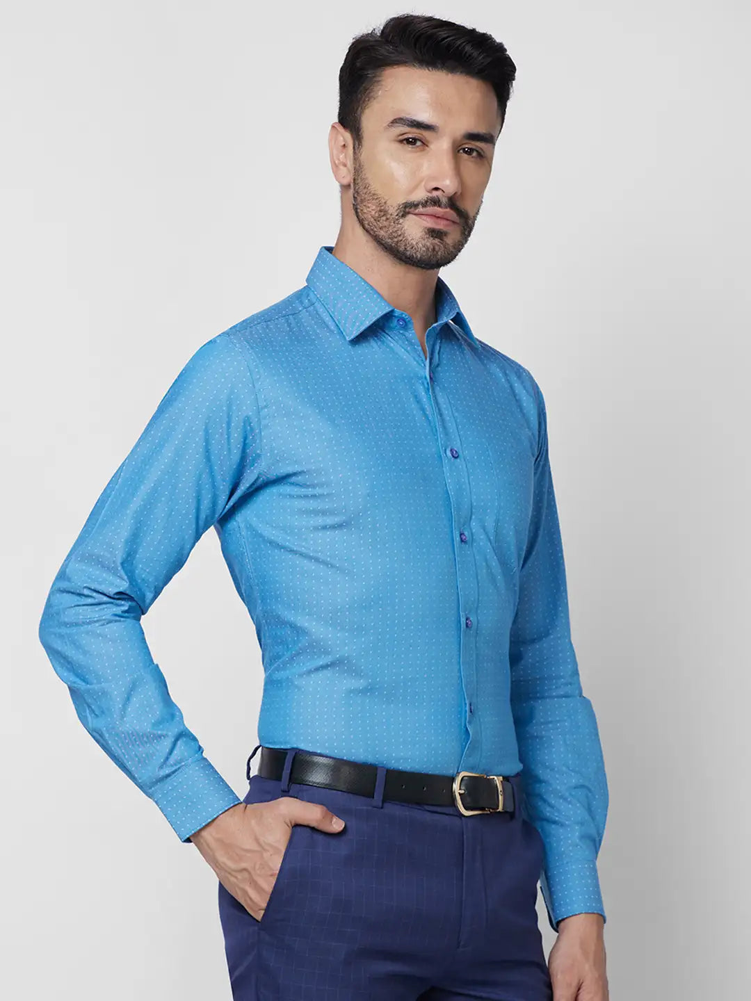 Raymond Men Orange Structure Slim Fit Cotton Shirt
