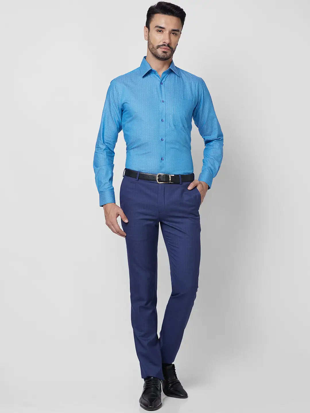 Raymond Men Orange Structure Slim Fit Cotton Shirt