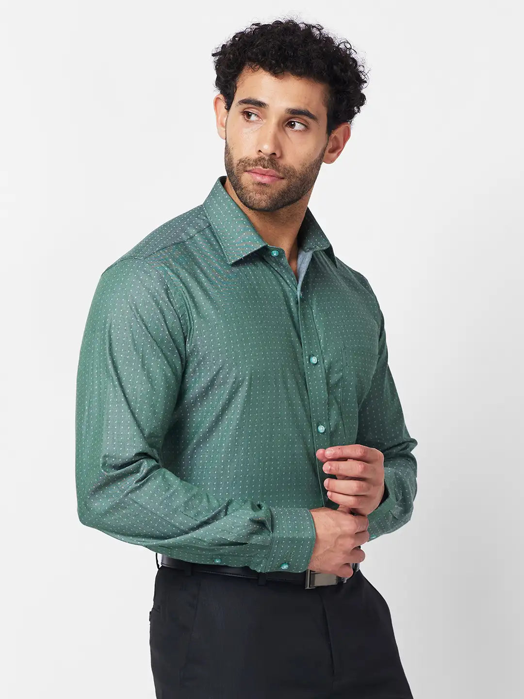 Raymond Men Violet Structure Slim Fit Cotton Shirt