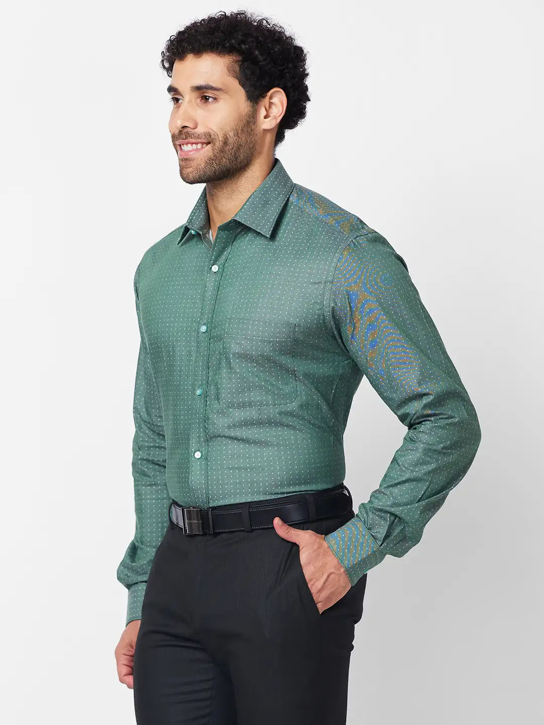 Raymond Men Violet Structure Slim Fit Cotton Shirt