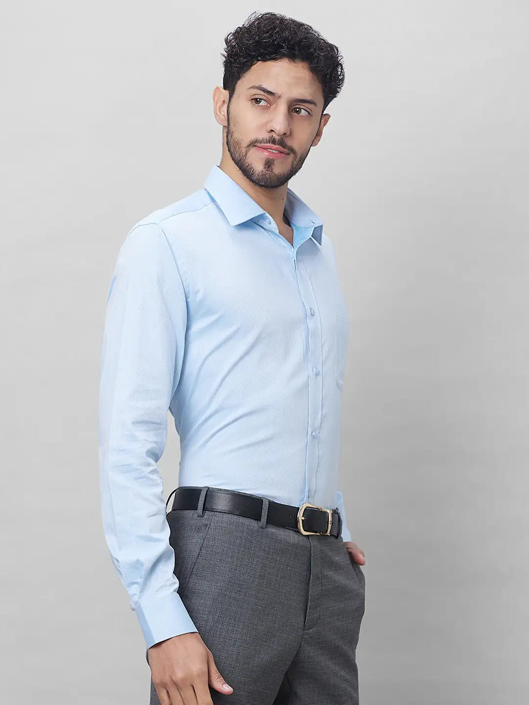Raymond Men Red Structure Slim Fit Cotton Shirts