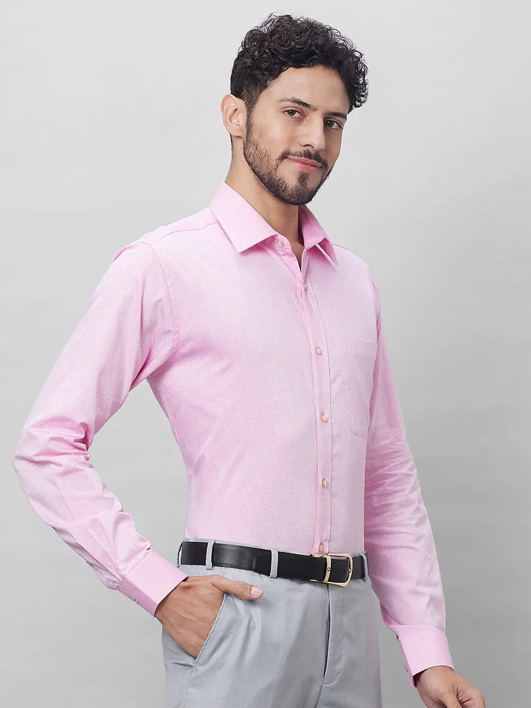 Raymond Men Violet Structure Slim Fit Cotton Shirts