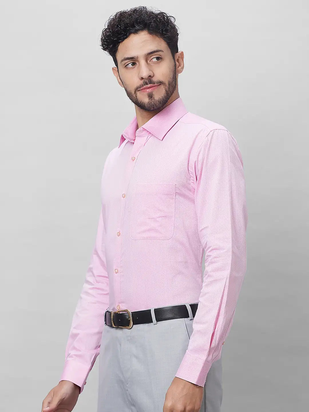 Raymond Men Violet Structure Slim Fit Cotton Shirts