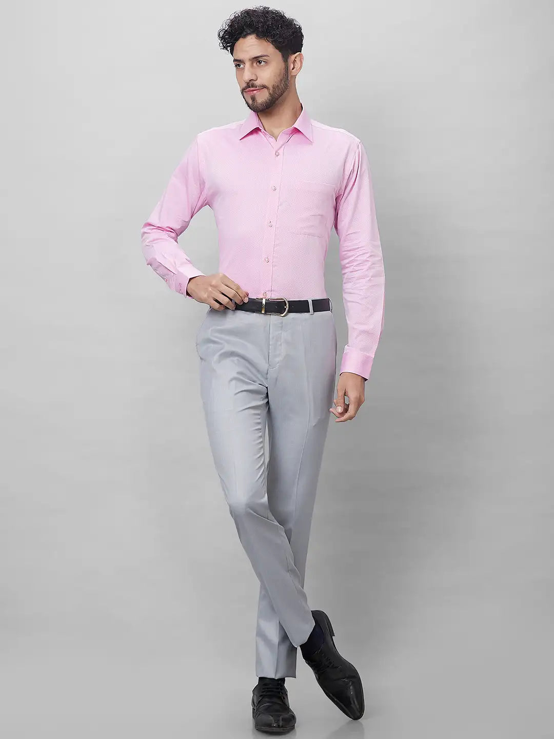 Raymond Men Violet Structure Slim Fit Cotton Shirts