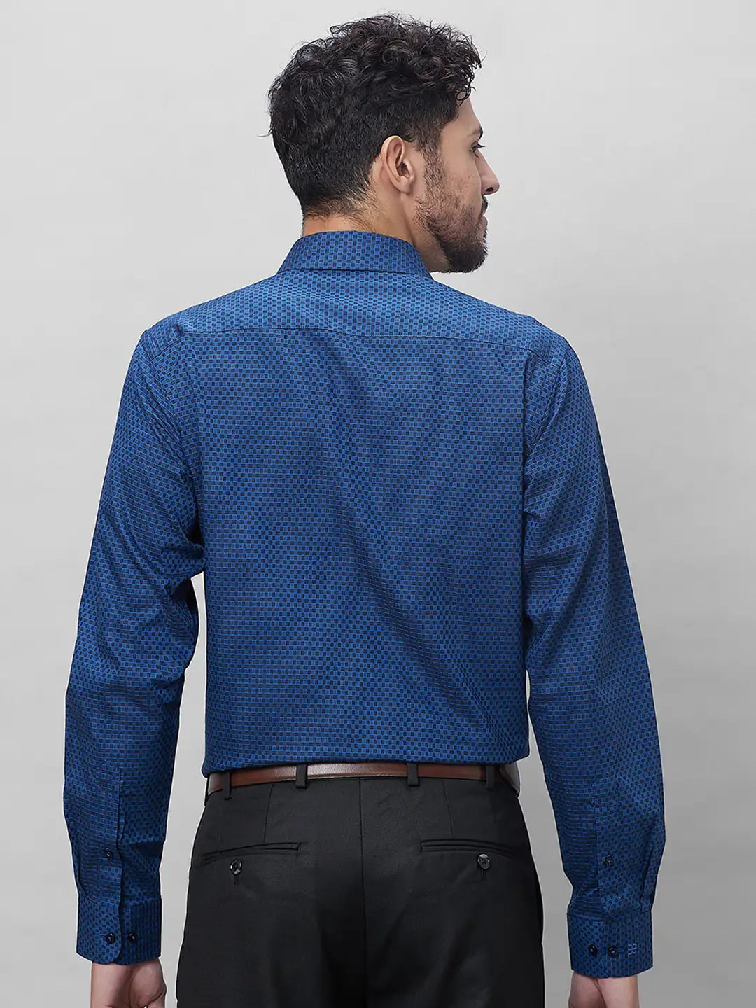 Raymond Men Grey Structure Slim Fit Cotton Shirts