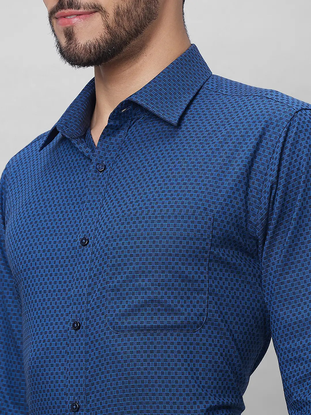 Raymond Men Grey Structure Slim Fit Cotton Shirts