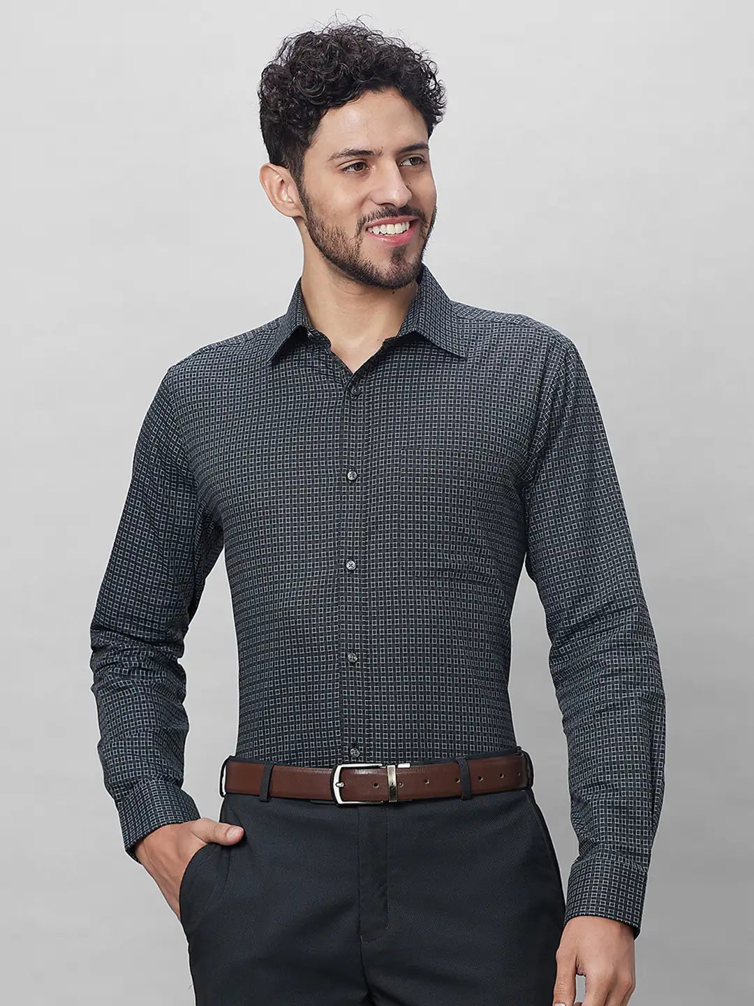Raymond Men Red Structure Slim Fit Cotton Shirts