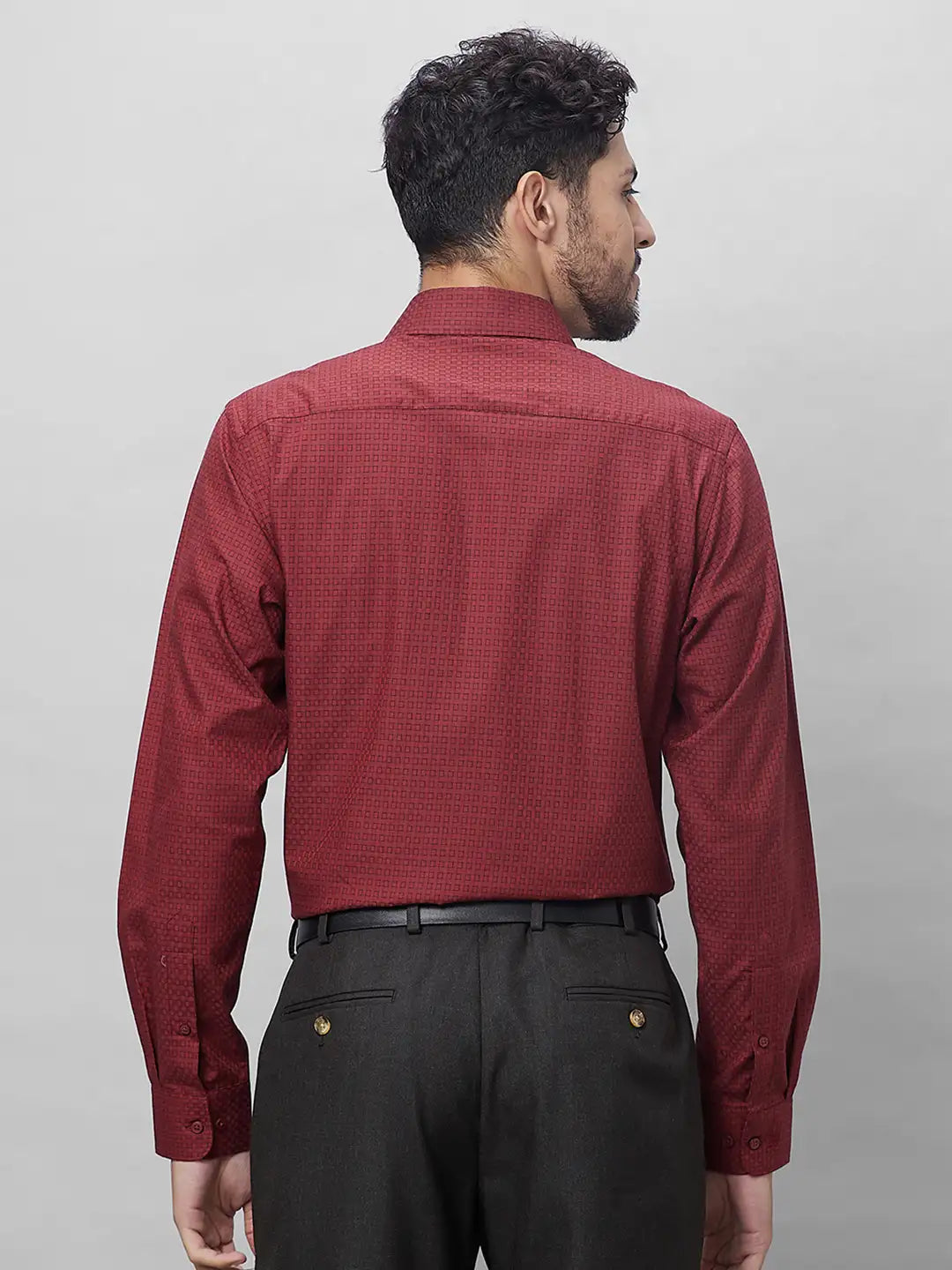 Raymond Men Red Structure Slim Fit Cotton Shirts