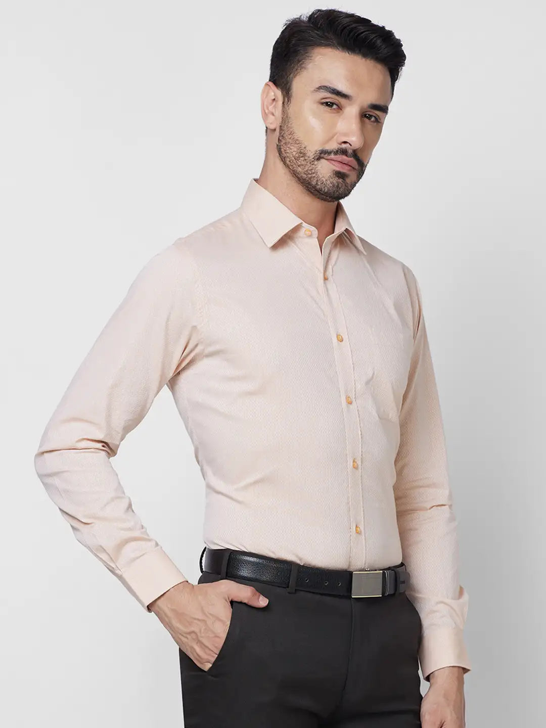 Raymond Men Blue Structure Slim Fit Cotton Shirt