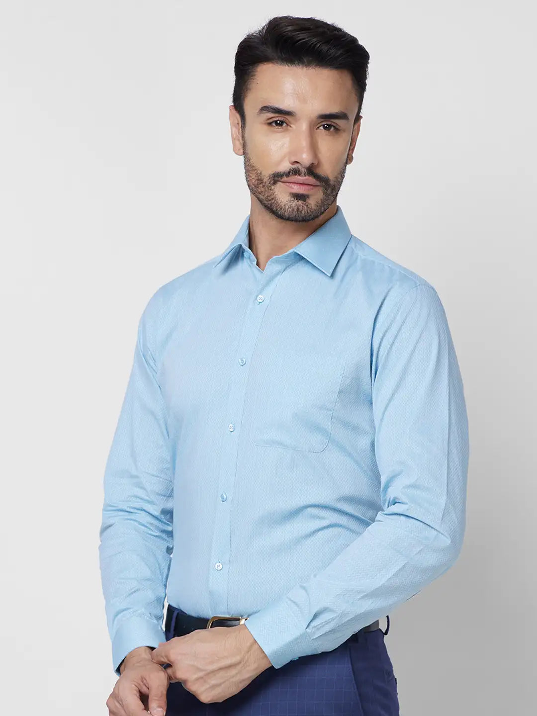 Raymond Men Red Structure Slim Fit Cotton Shirt