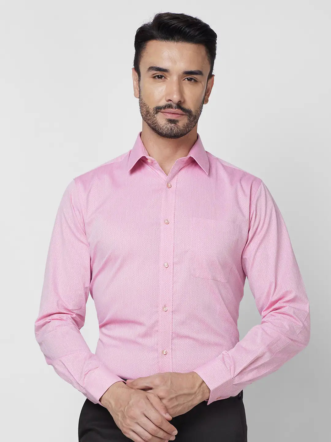 Raymond Men Violet Structure Slim Fit Cotton Shirt