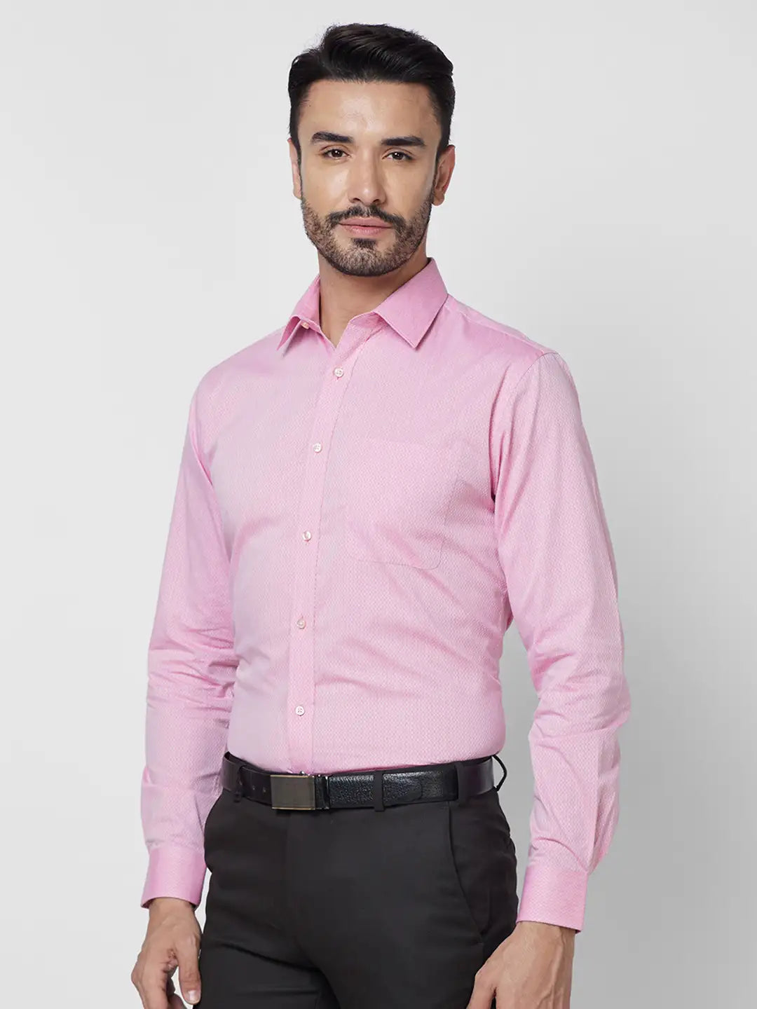 Raymond Men Violet Structure Slim Fit Cotton Shirt