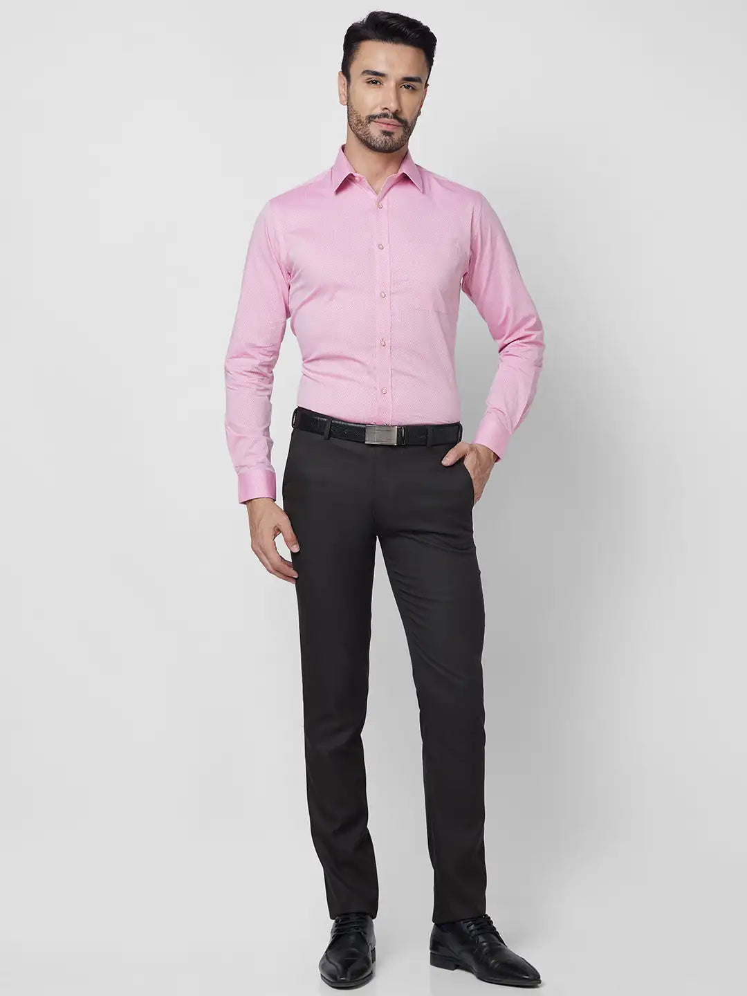 Raymond Men Violet Structure Slim Fit Cotton Shirt
