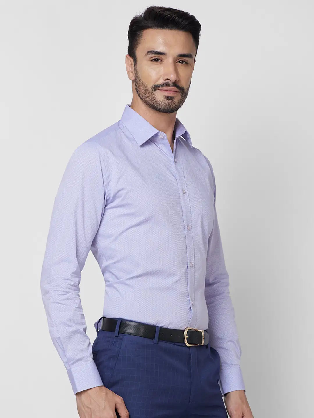 Raymond Men Blue Structure Slim Fit Cotton Shirt