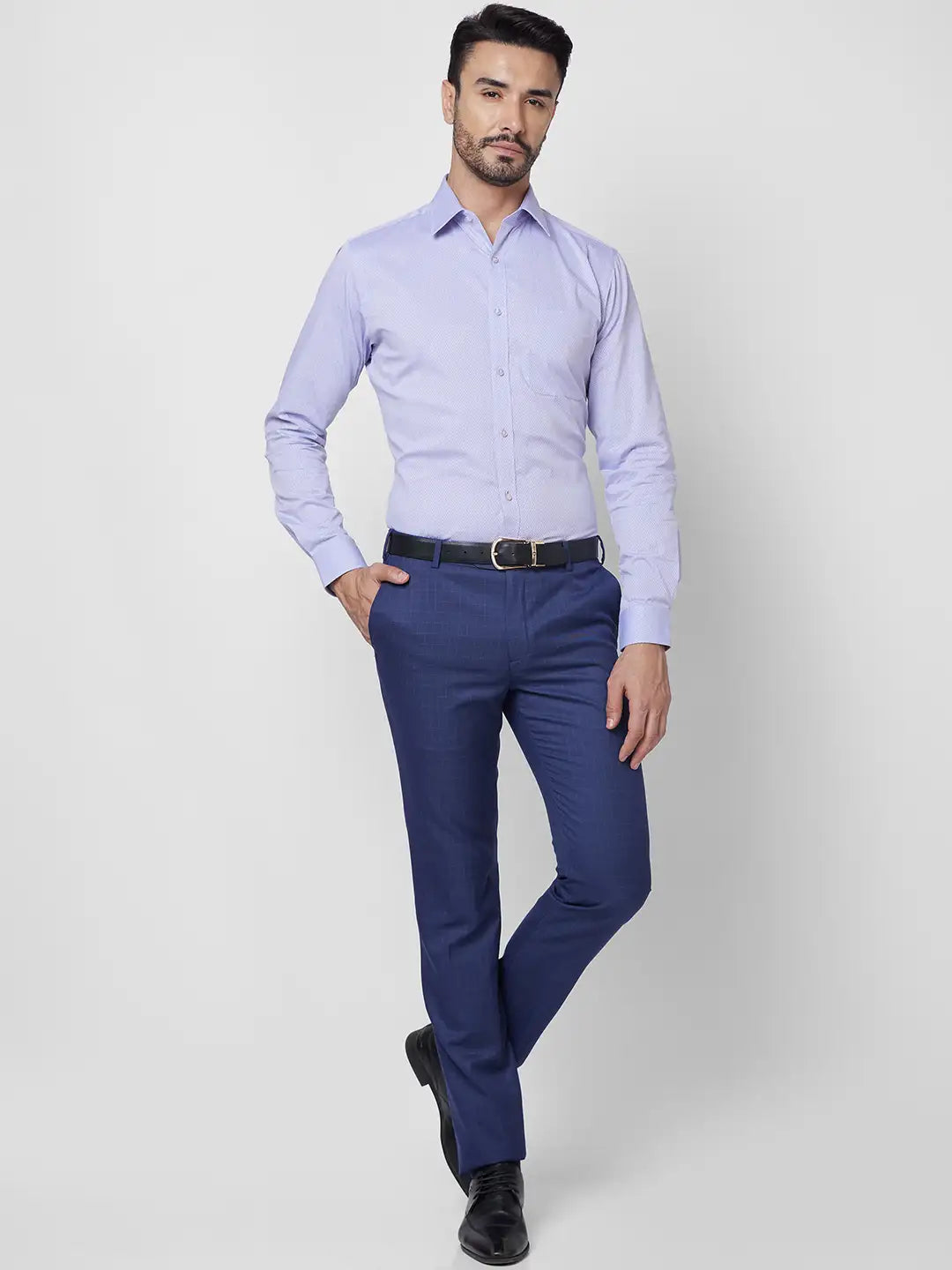 Raymond Men Blue Structure Slim Fit Cotton Shirt