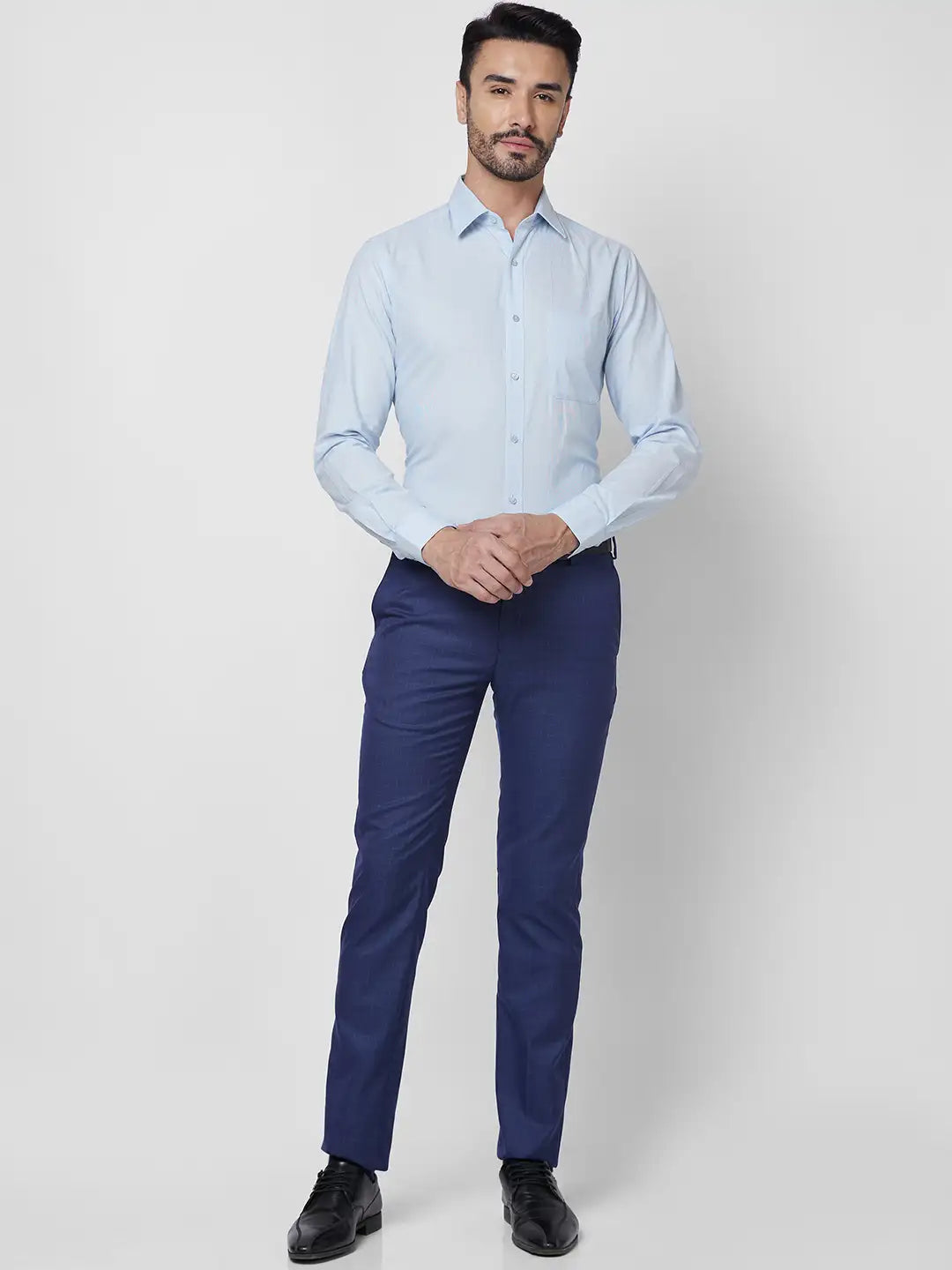 Raymond Men Grey Structure Slim Fit Cotton Shirt