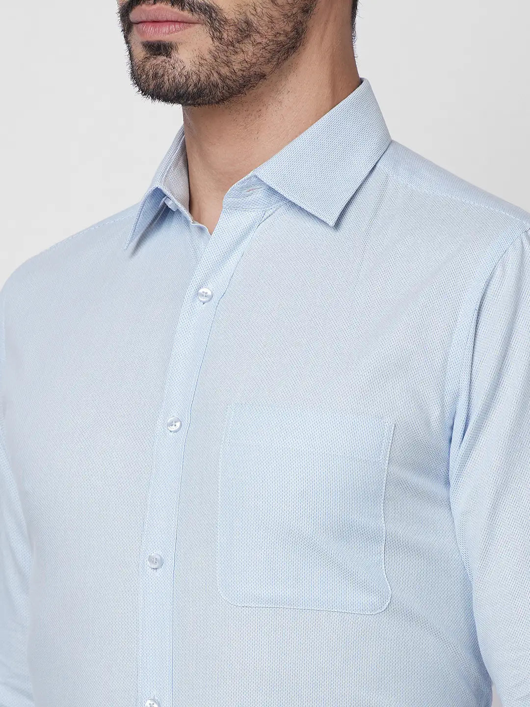 Raymond Men Grey Structure Slim Fit Cotton Shirt