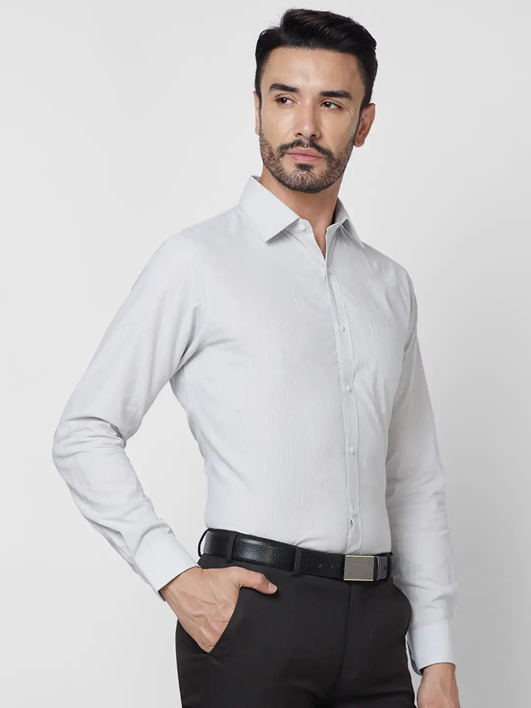 Raymond Men Red Structure Slim Fit Cotton Shirt
