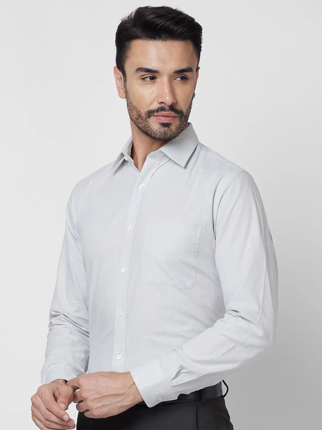 Raymond Men Red Structure Slim Fit Cotton Shirt