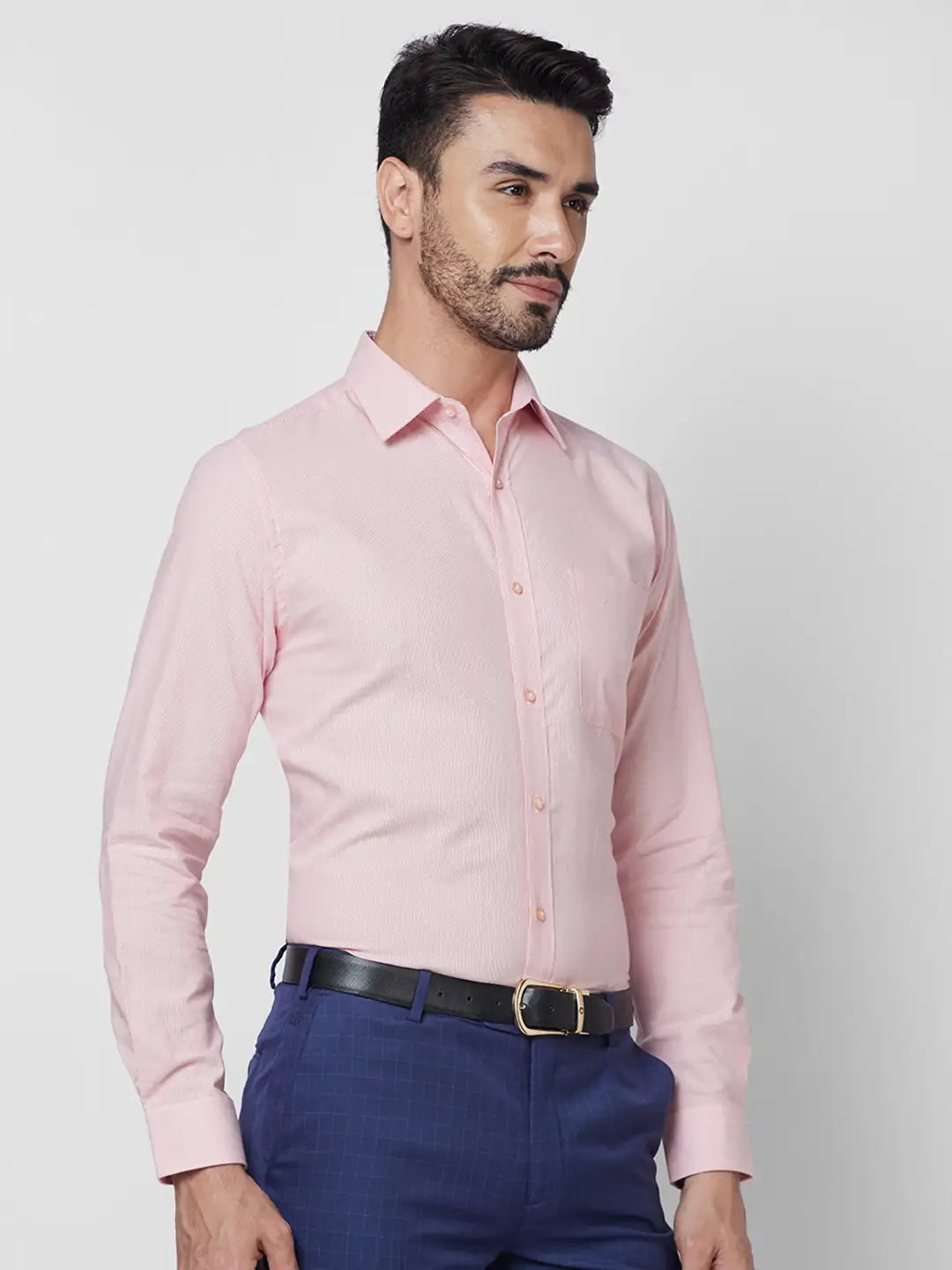 Raymond Men Blue Structure Slim Fit Cotton Shirt