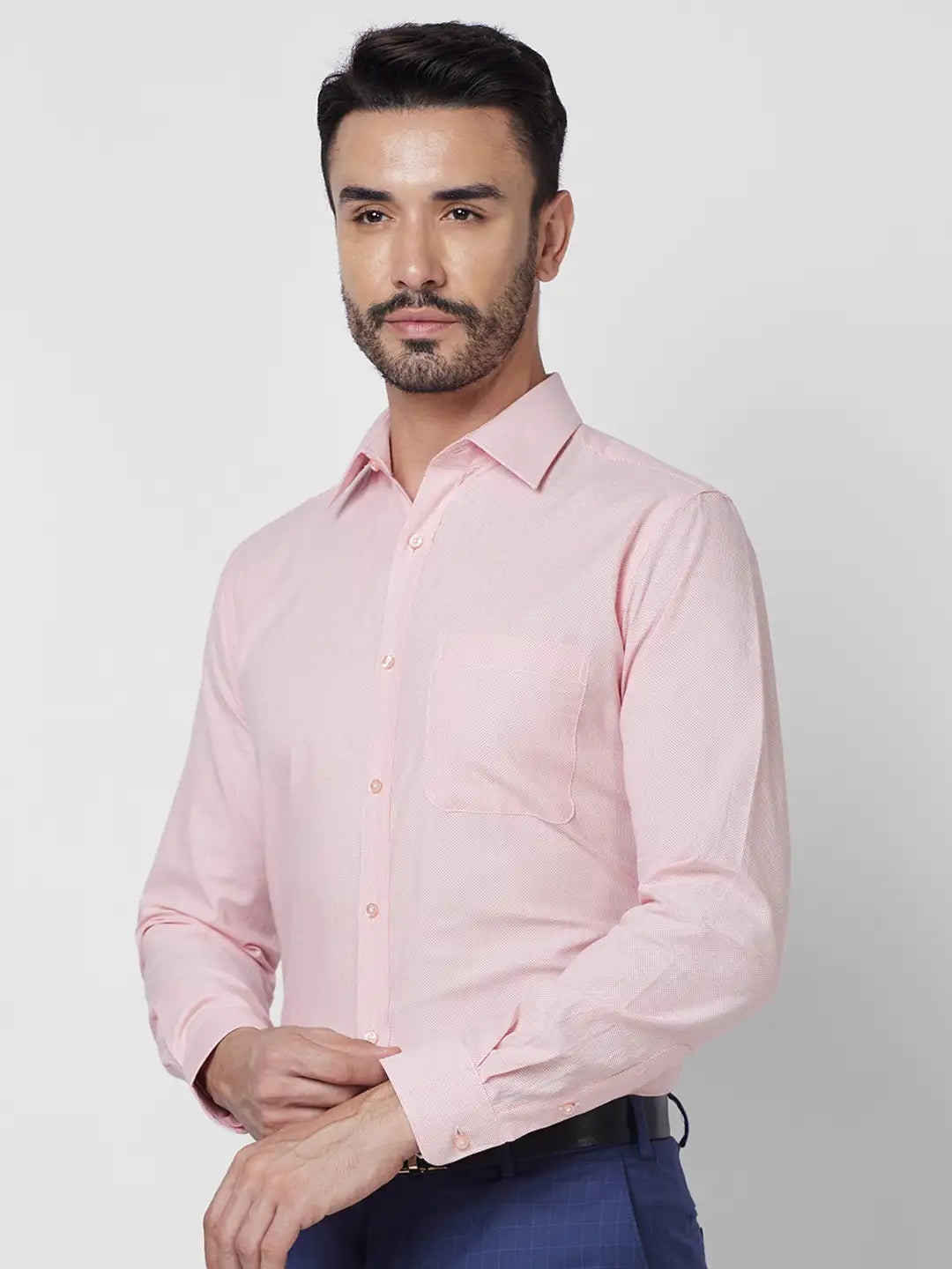 Raymond Men Blue Structure Slim Fit Cotton Shirt