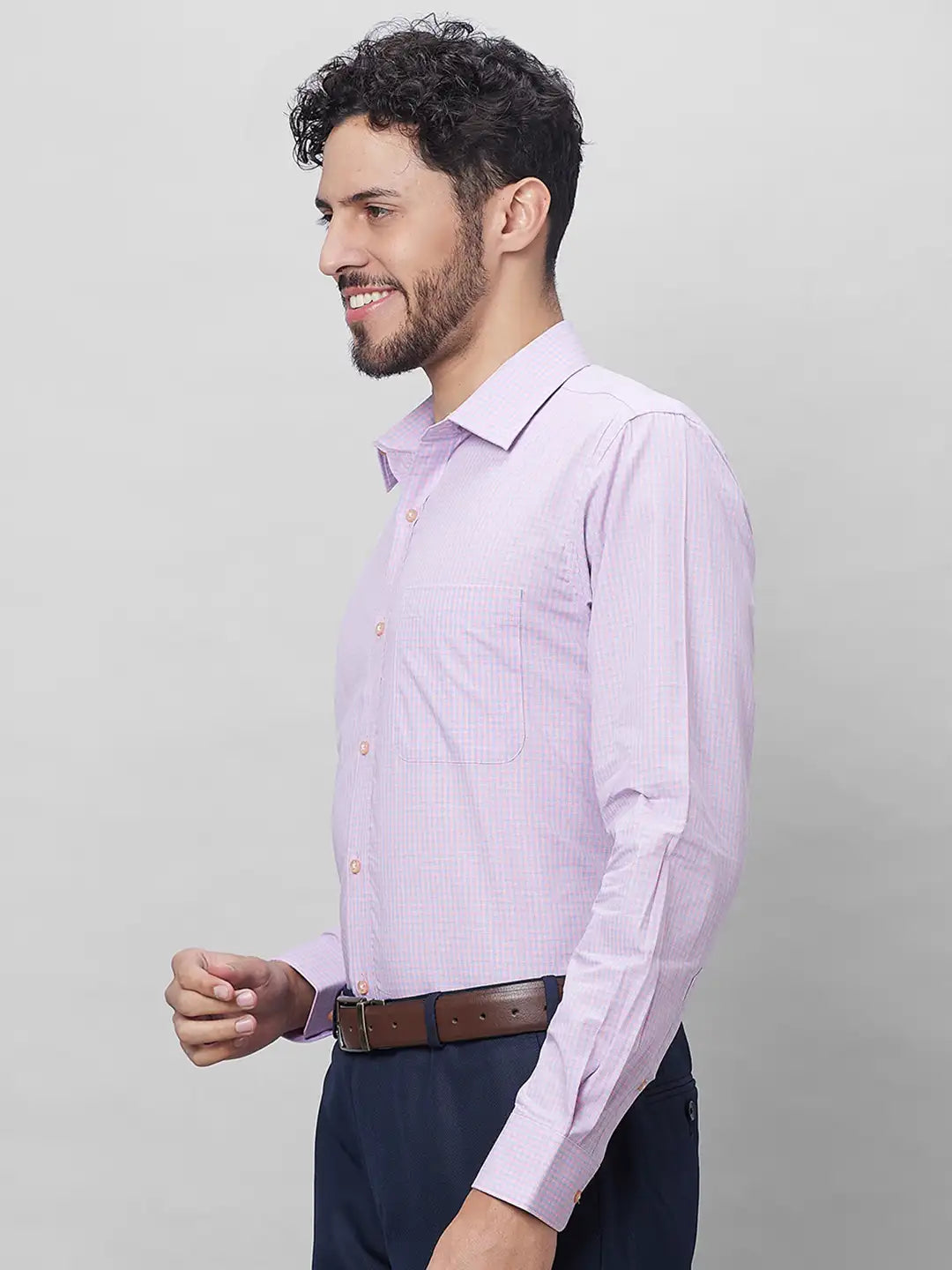 Raymond Men Orange Structure Slim Fit Cotton Shirts