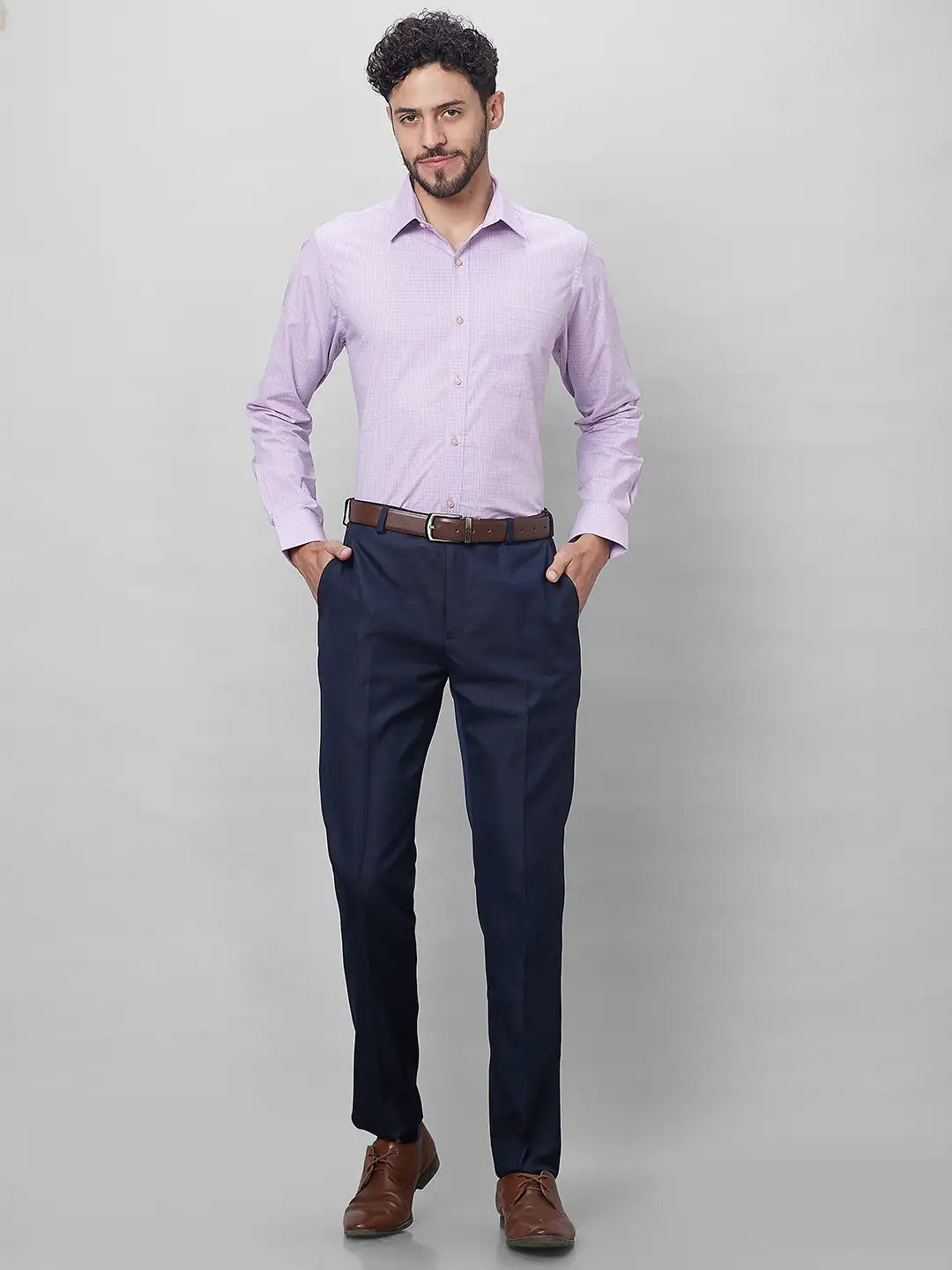 Raymond Men Orange Structure Slim Fit Cotton Shirts