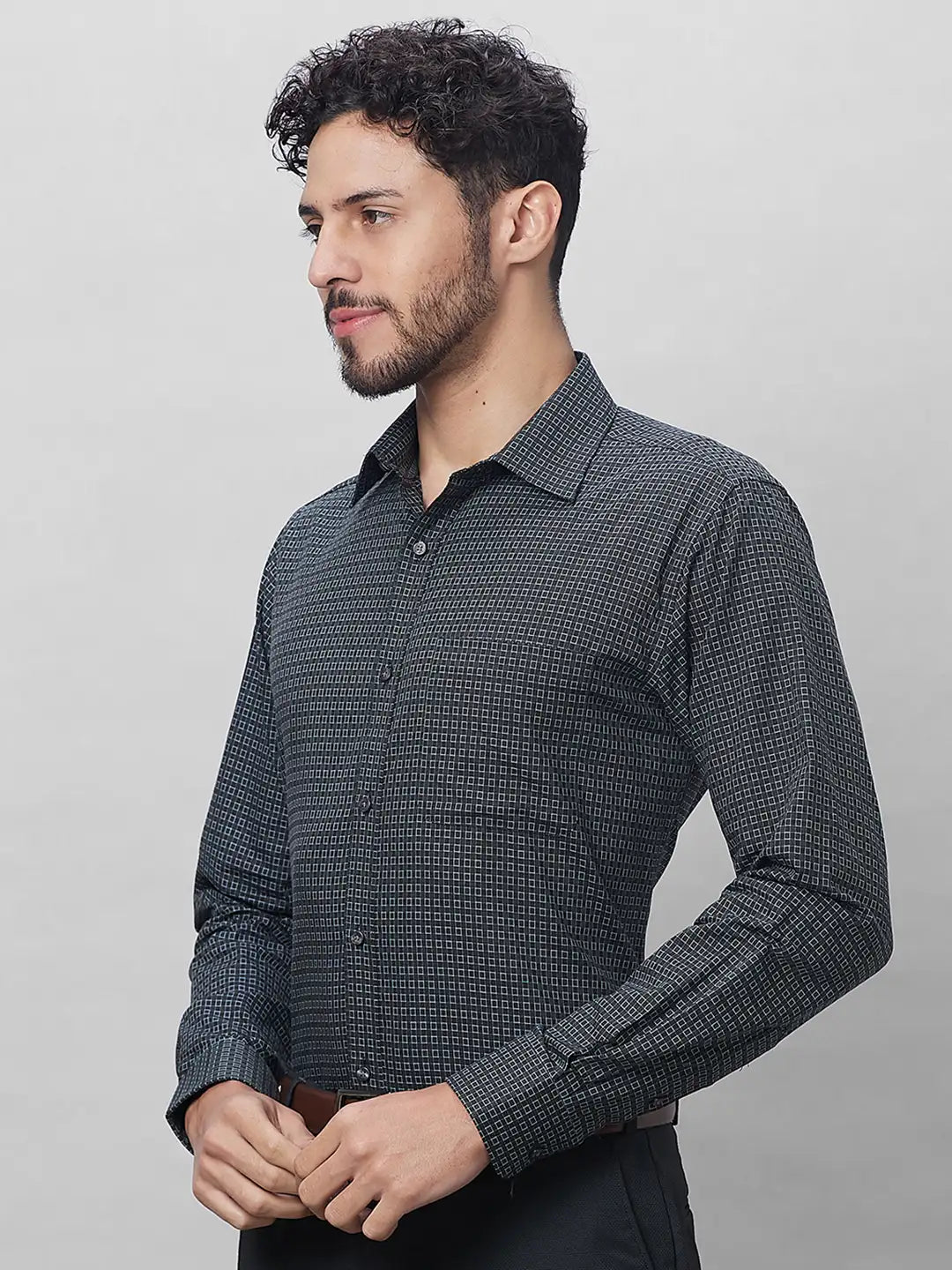Raymond Men Blue Structure Slim Fit Cotton Shirt