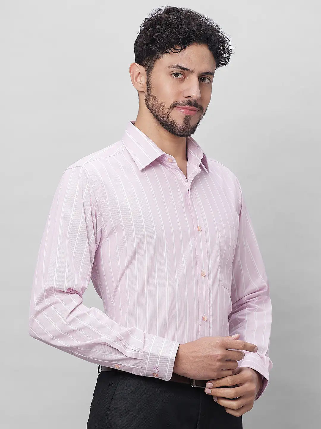 Raymond Men Violet Structure Slim Fit Cotton Shirts