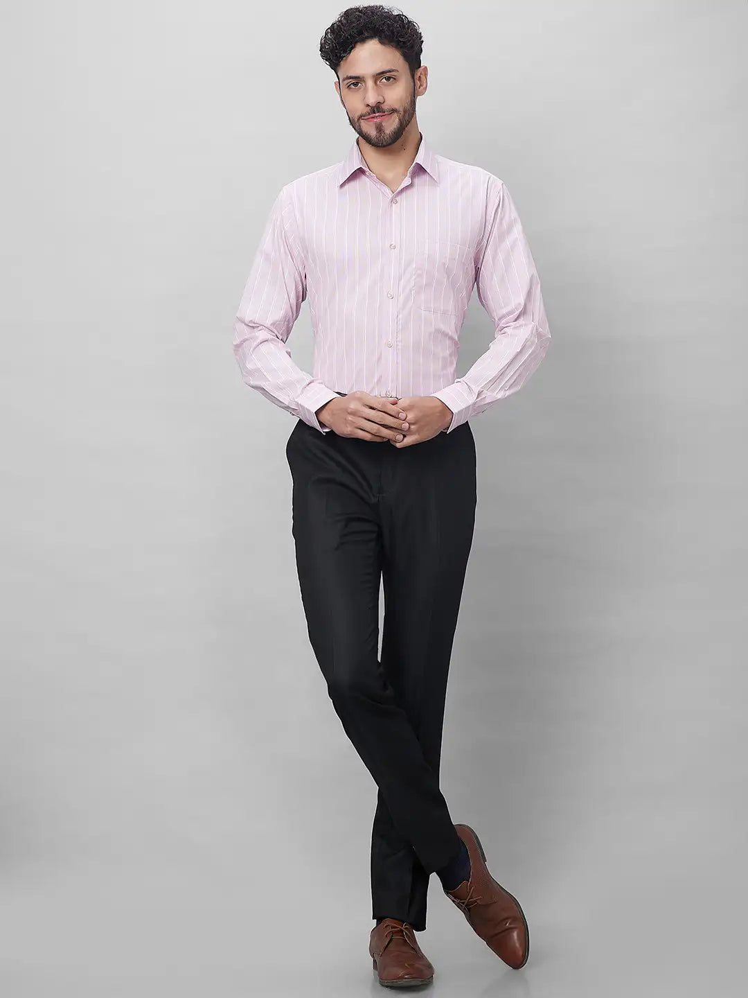 Raymond Men Violet Structure Slim Fit Cotton Shirts