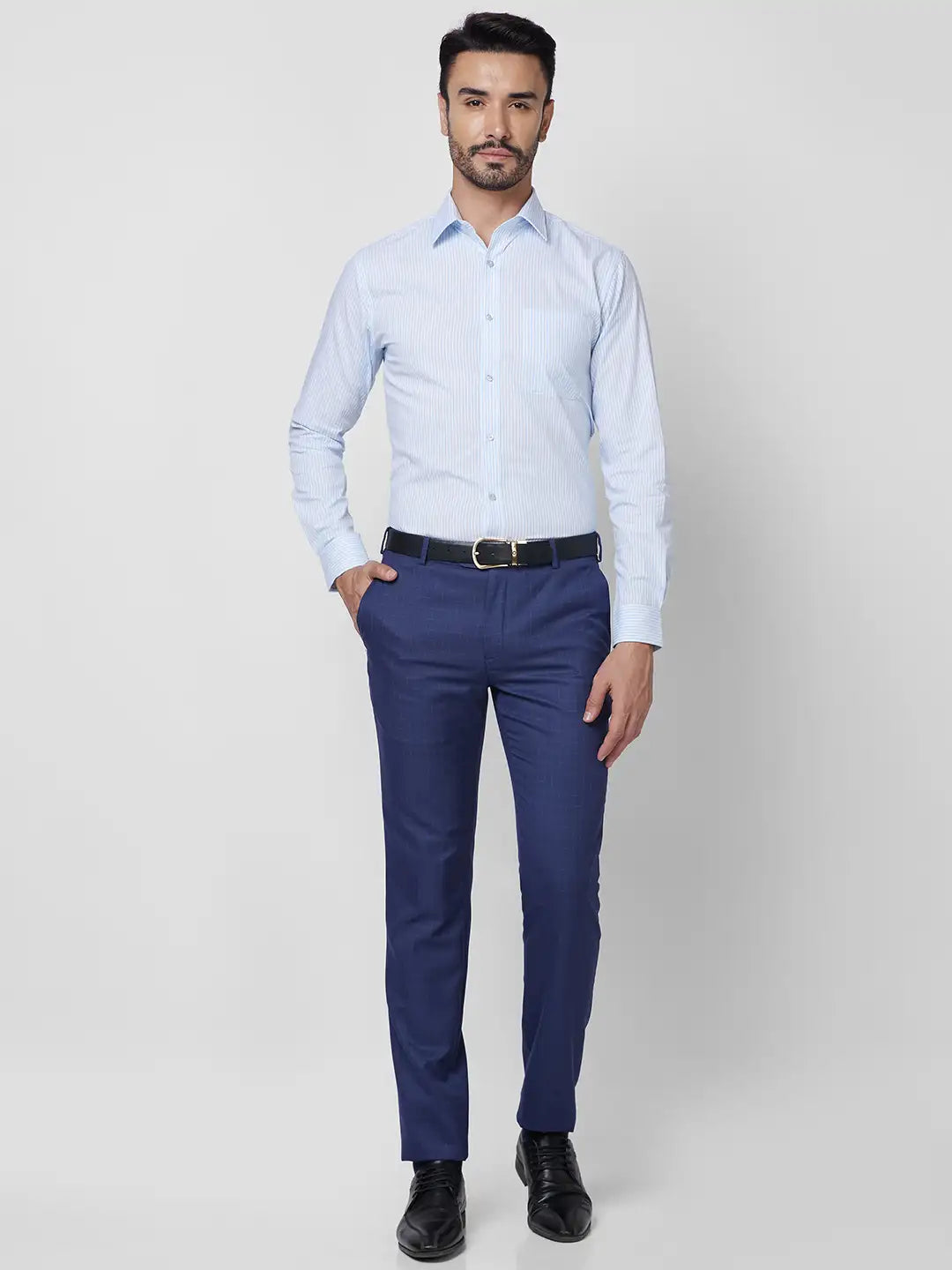 Raymond Men Black Structure Slim Fit Cotton Shirt