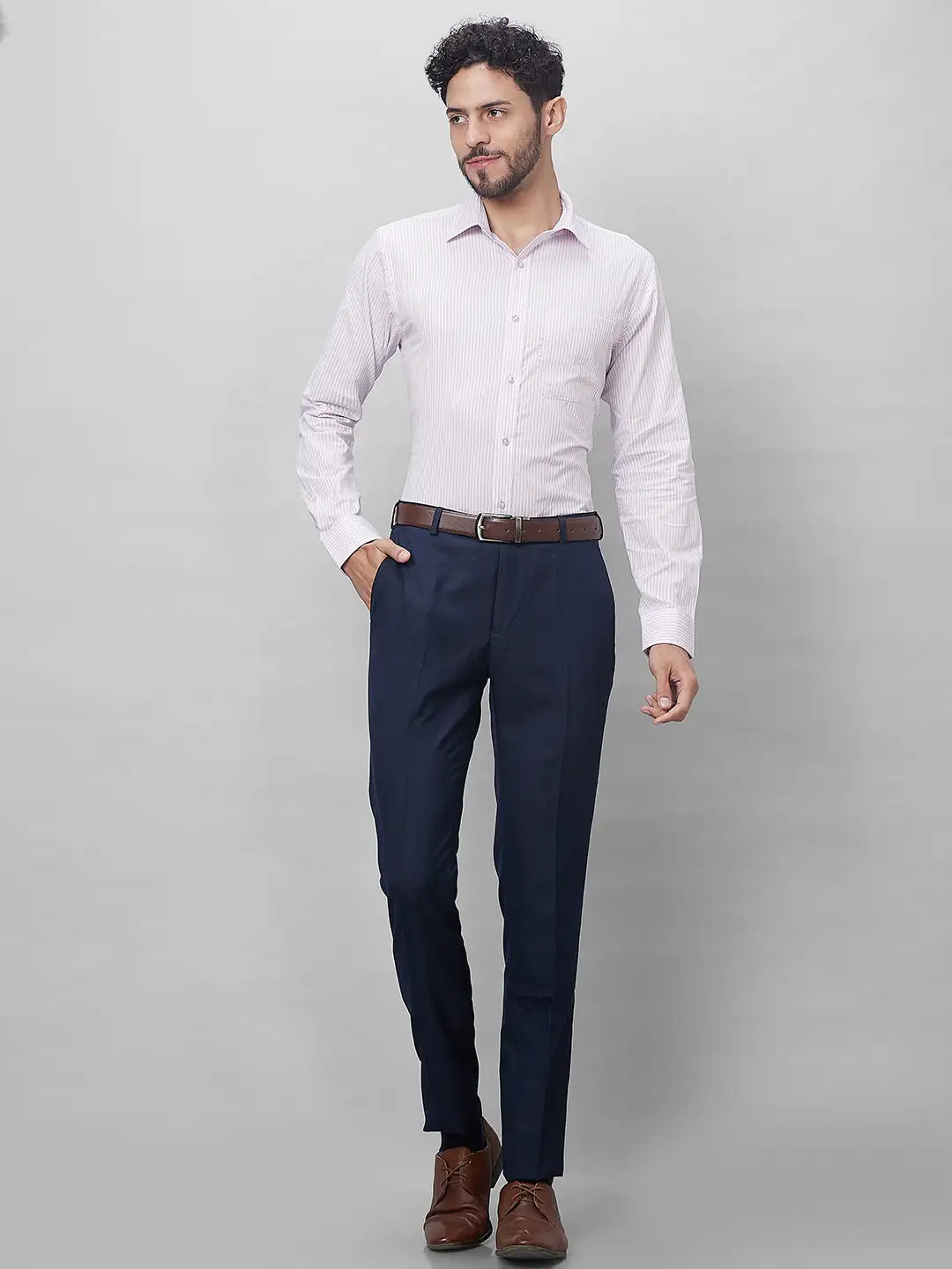 Raymond Men Blue Structure Slim Fit Cotton Shirts