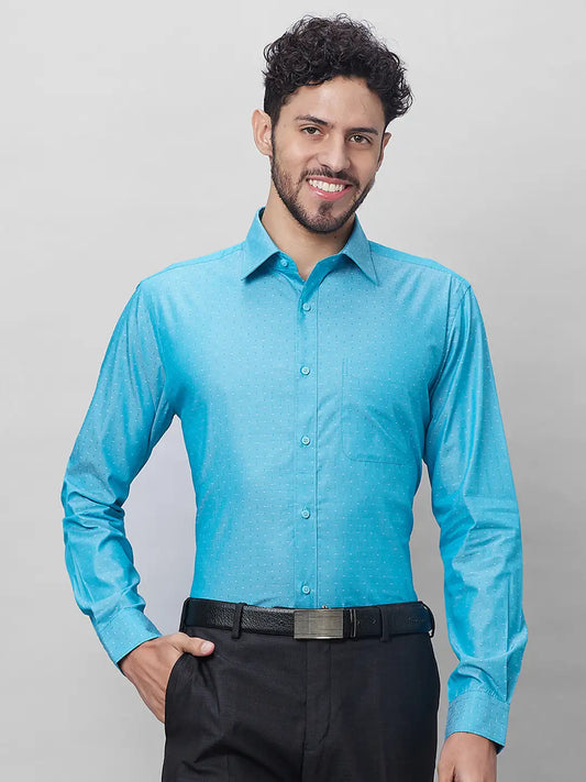 Raymond Men Blue Structure Slim Fit Cotton Shirts