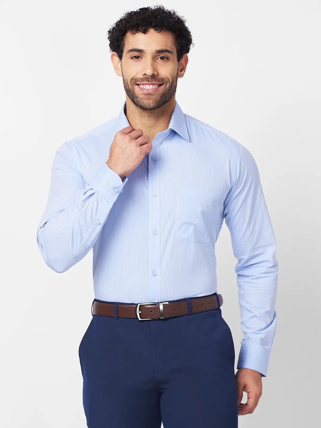 Raymond Men Blue Structure Slim Fit Cotton Shirt