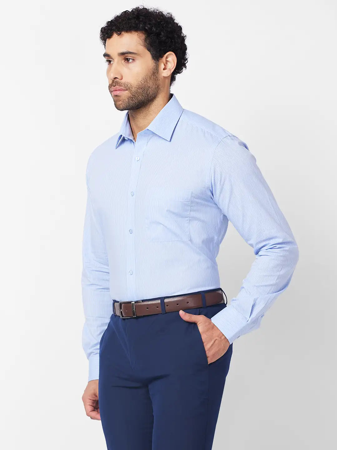 Raymond Men Blue Structure Slim Fit Cotton Shirt