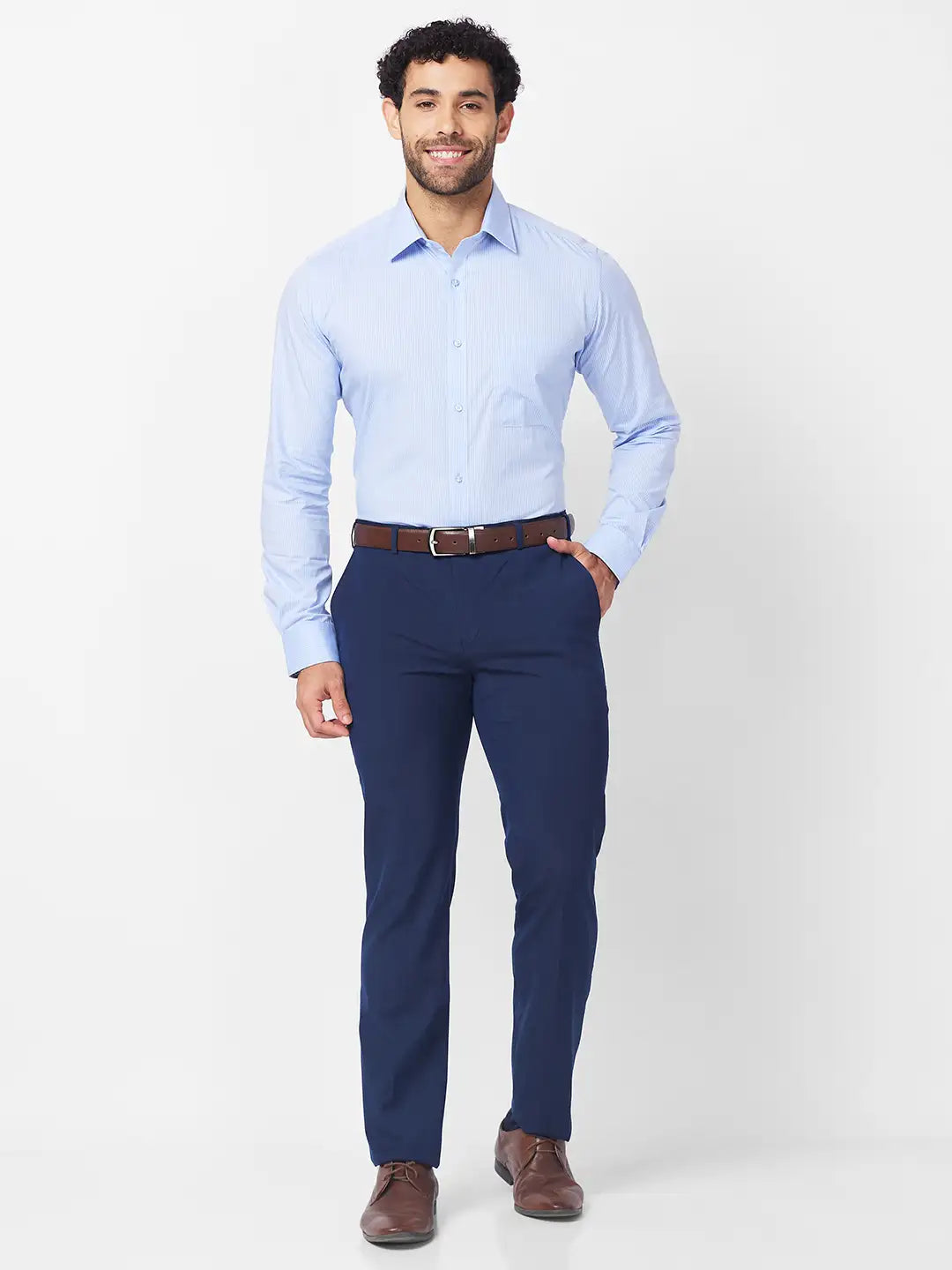 Raymond Men Blue Structure Slim Fit Cotton Shirt