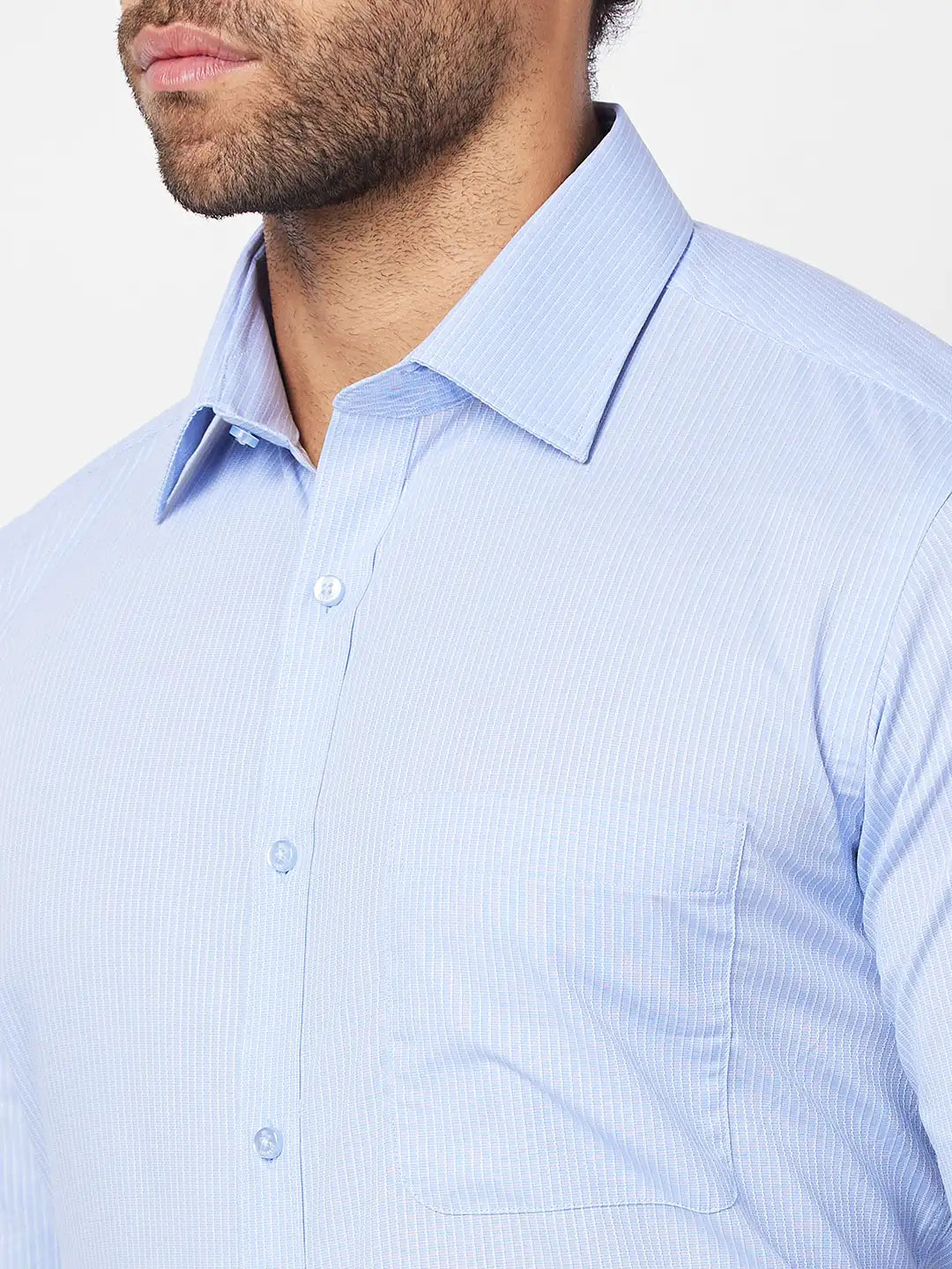 Raymond Men Blue Structure Slim Fit Cotton Shirt